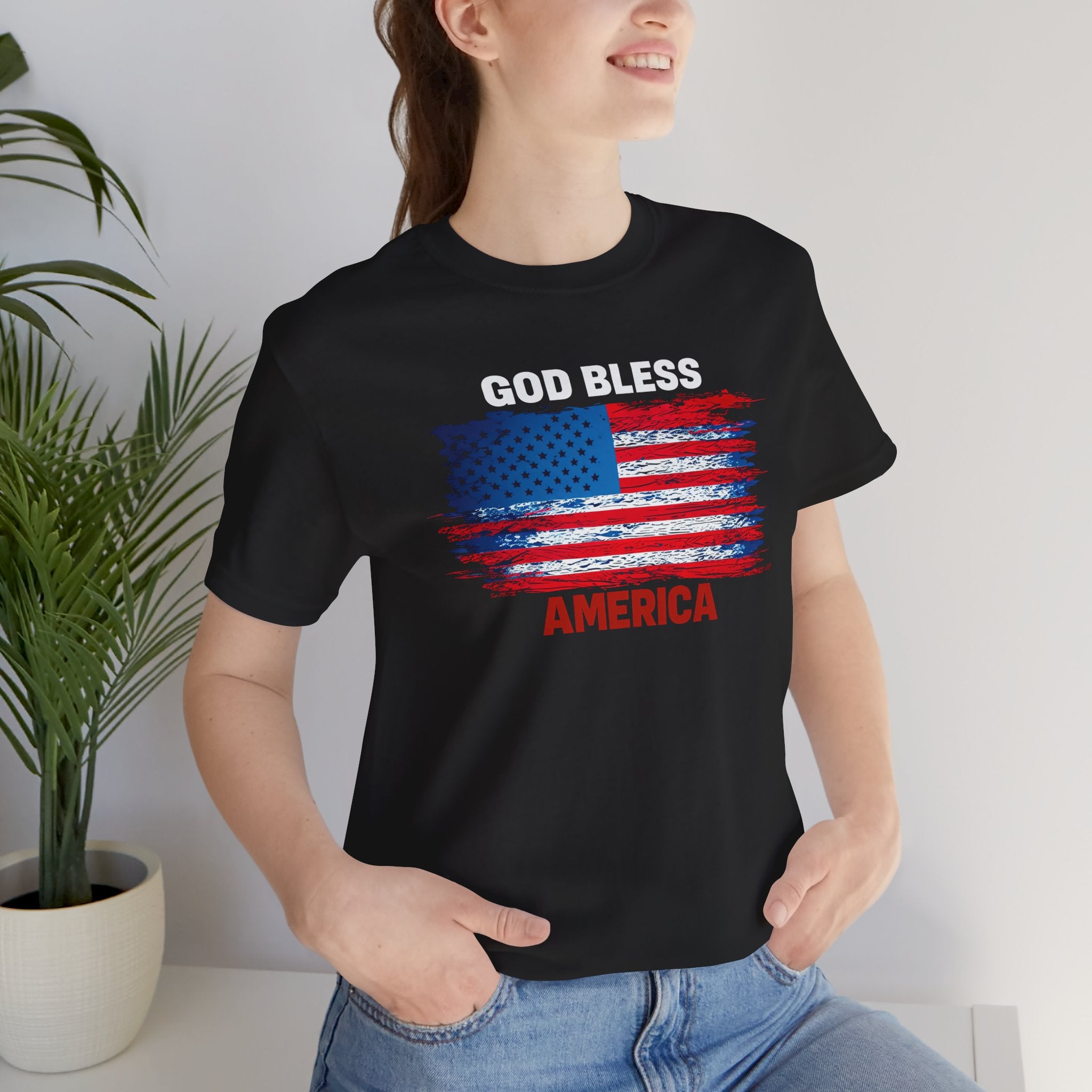 God Bless America T-Shirt - Distressed Flag Patriotic Tee for 4th of July