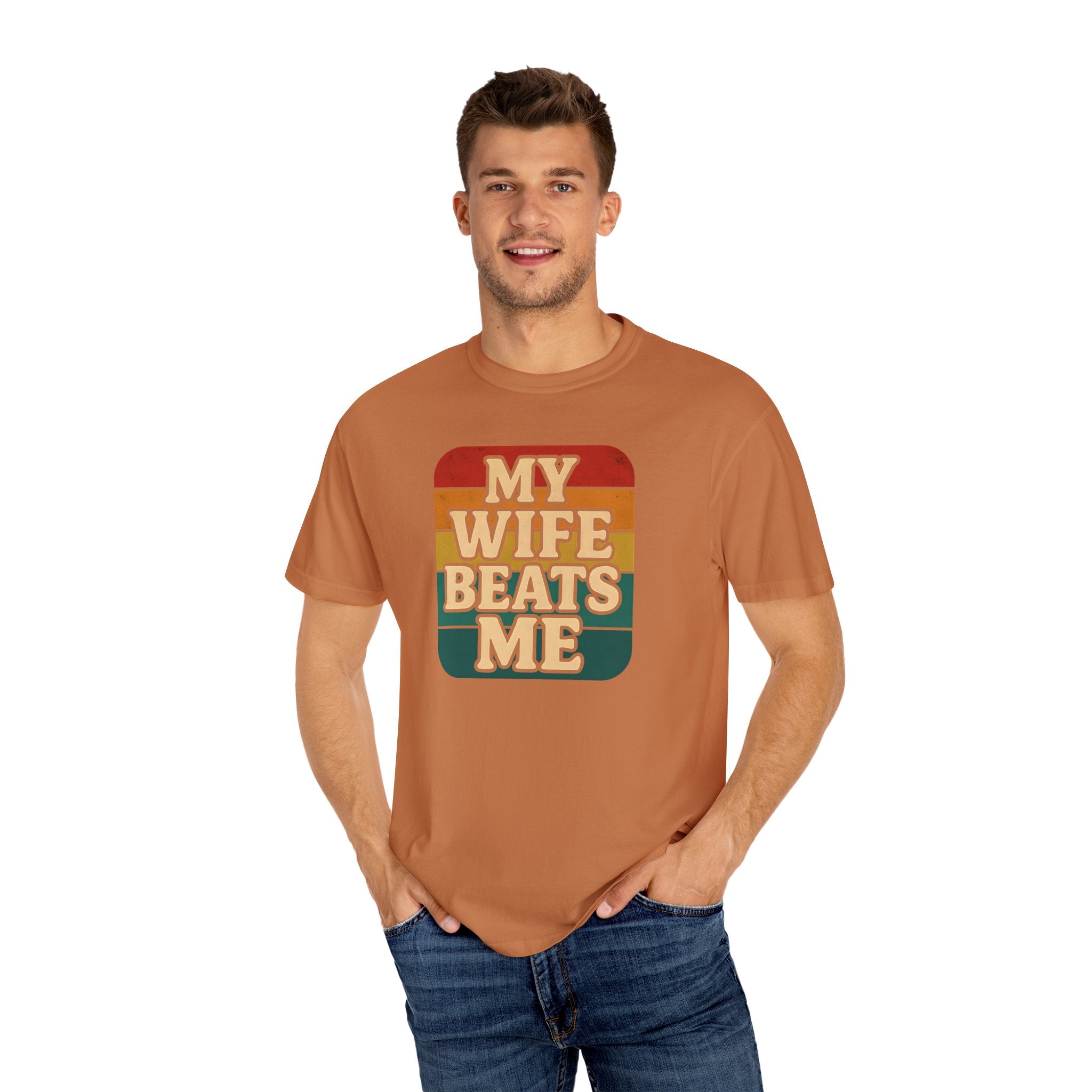Humorous Unisex T-Shirt - 'My Wife Beats Me' Design