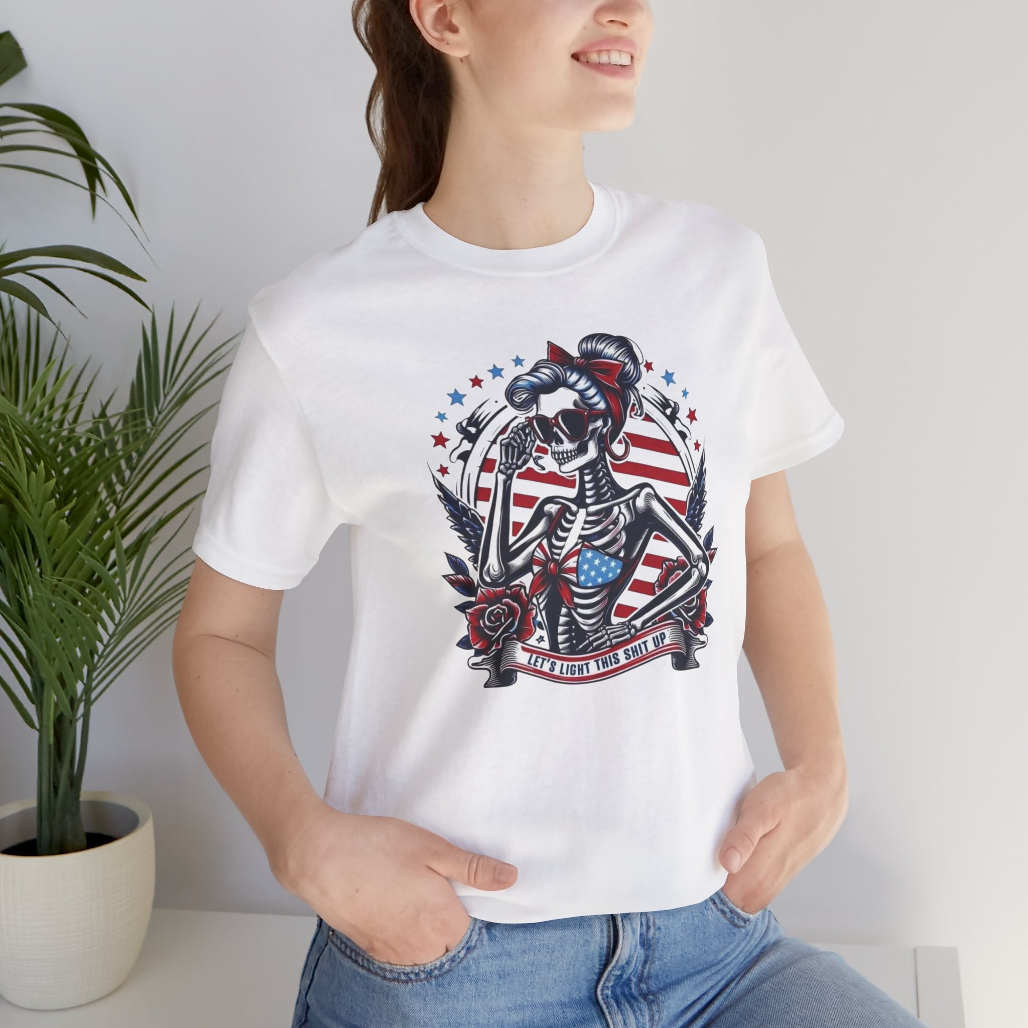 Patriotic Sailor Skull Tee — American Flag Pinup Tattoo T-Shirt