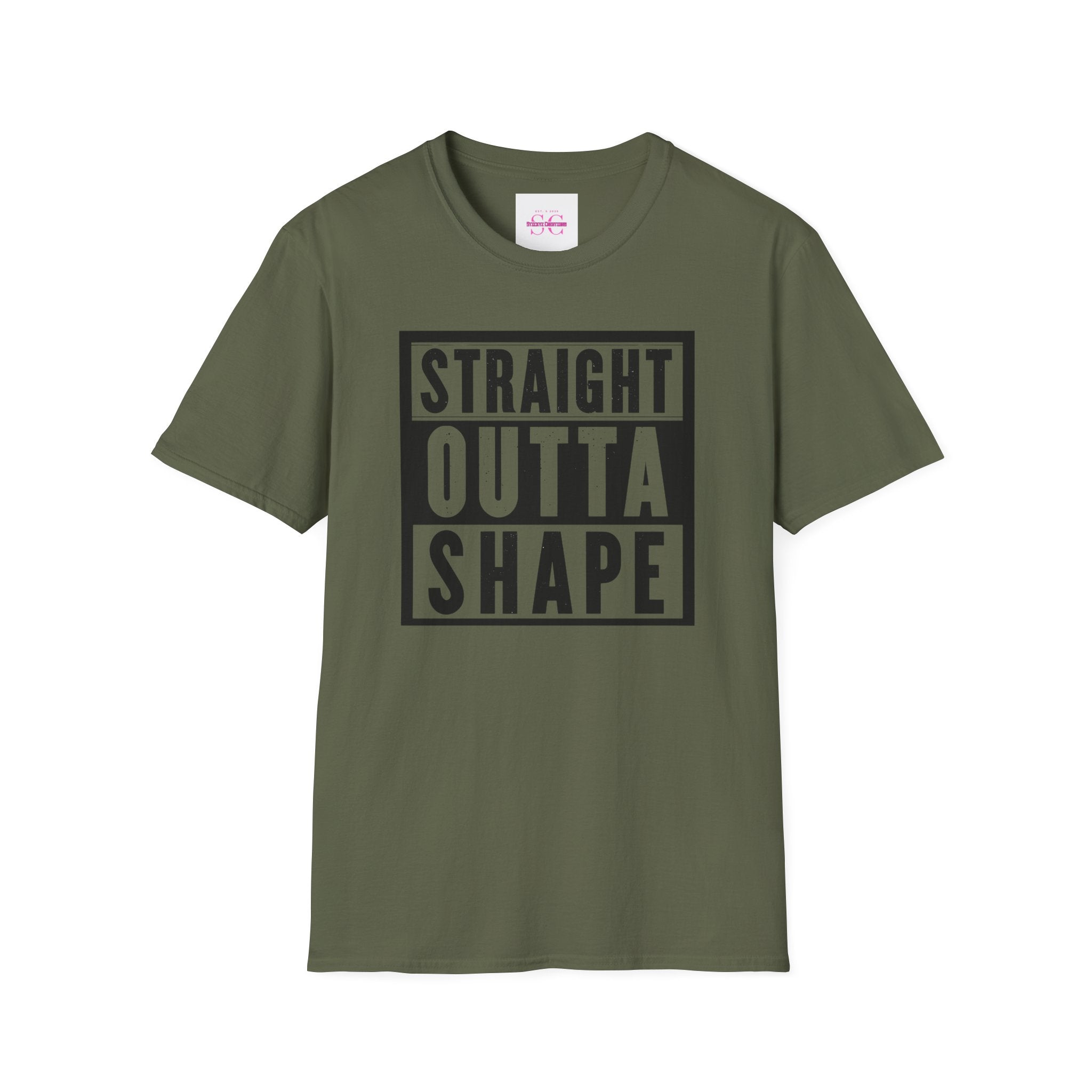 Straight Outta Shape Unisex Softstyle T-Shirt - Funny Workout Tee, Gift for Gym Lovers, Fitness Humor, Casual Wear, Everyday T-Shirt