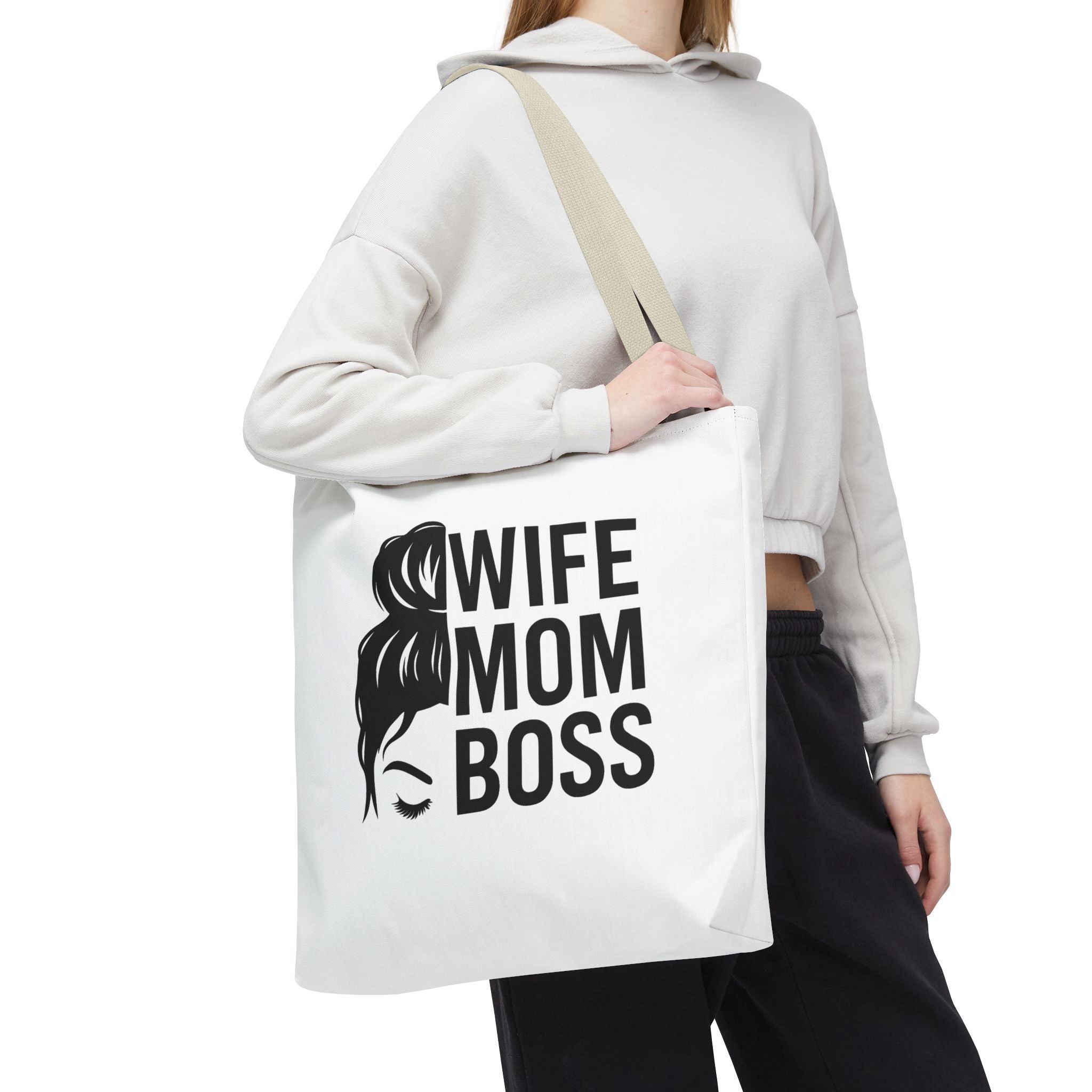 Wife Mom Boss Tote Bag - Chic, Durable Tote for Moms, Stylish Carry-All, Gift for Mother's Day, Work, and Everyday Use