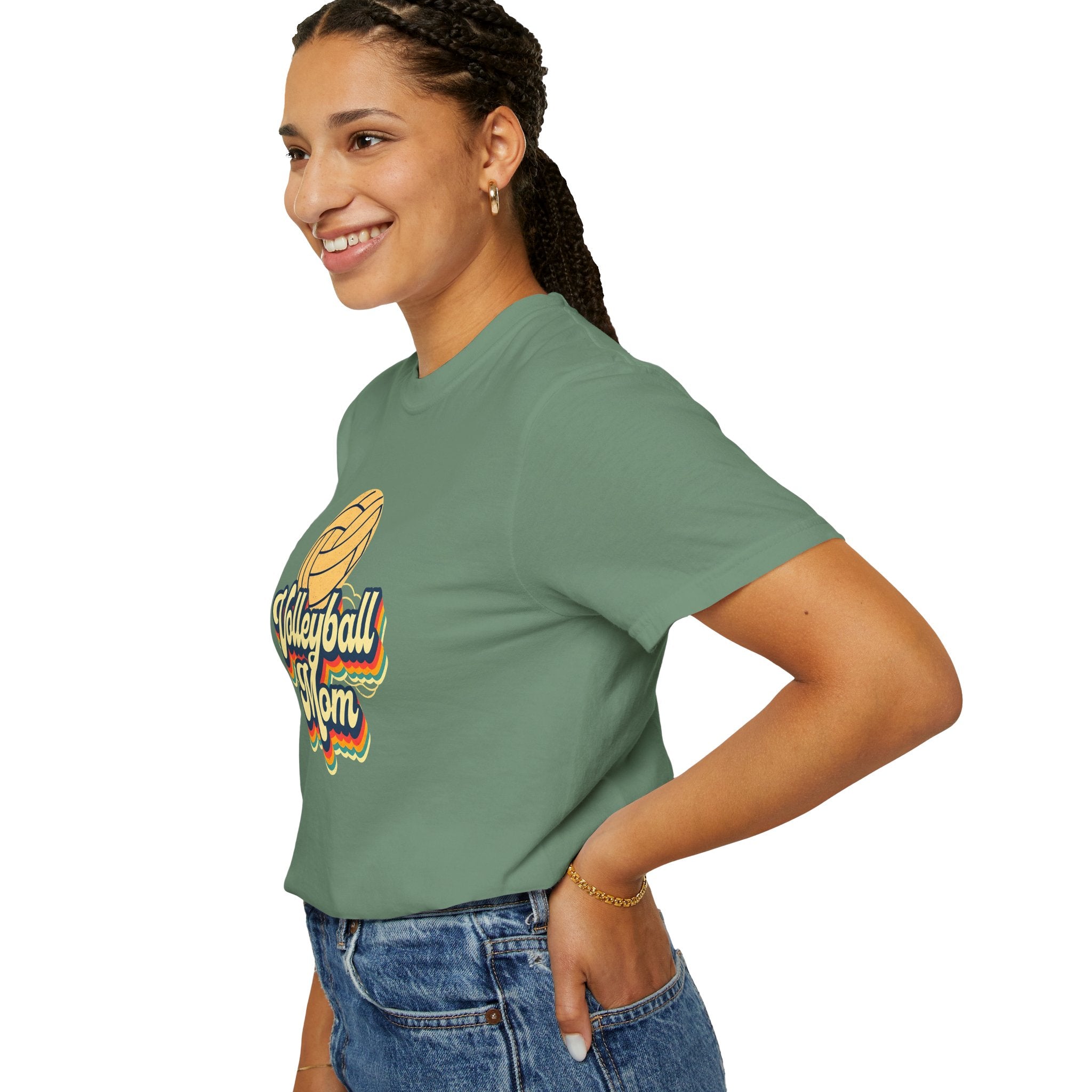 Volleyball Mom T-Shirt, Unisex Garment-Dyed Tee for Sports Lovers, Great for Gifts, Casual Wear, Volleyball Events, Mother’s Day