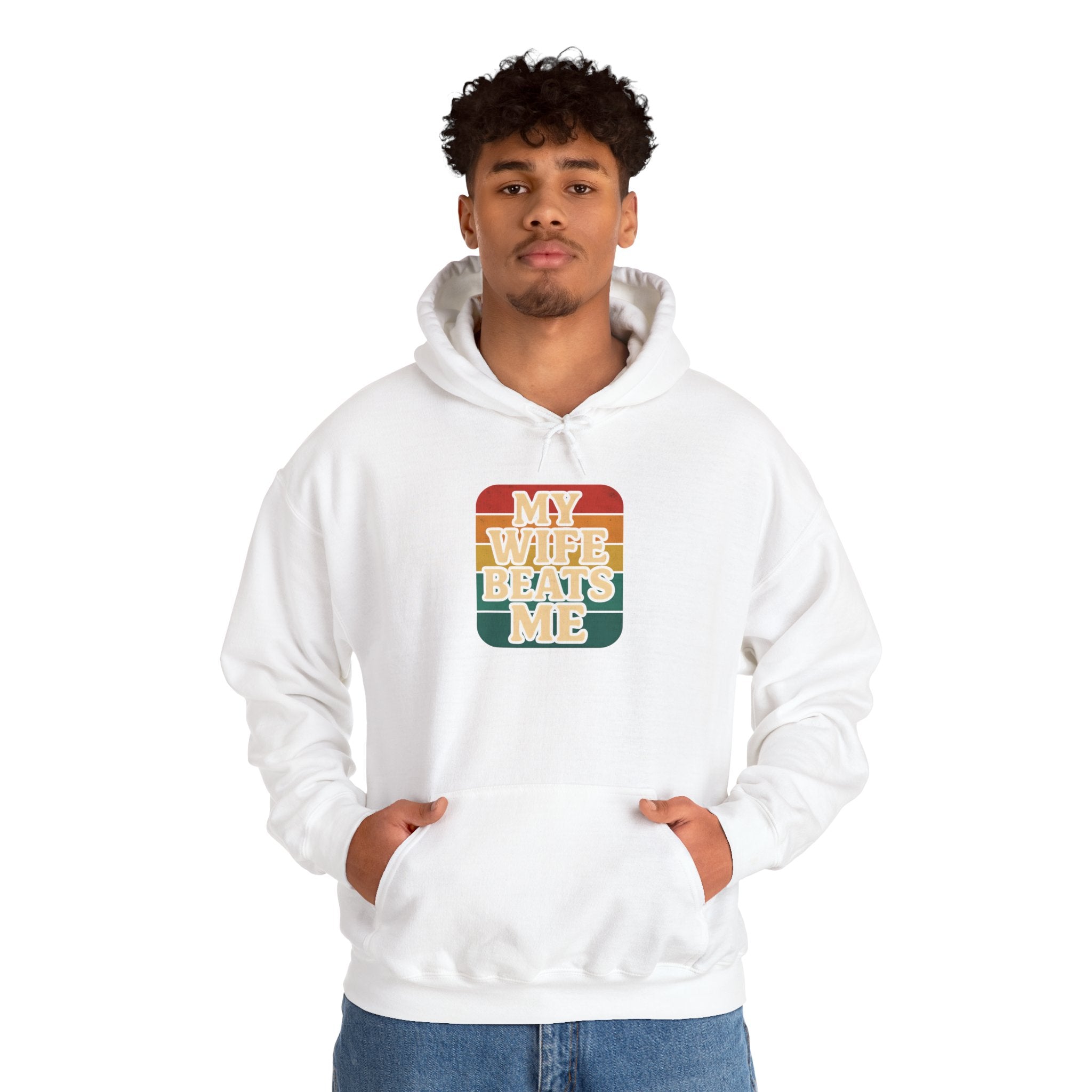 Retro Hoodie - 'My Wife Beats Me' Comfortable Sweatshirt