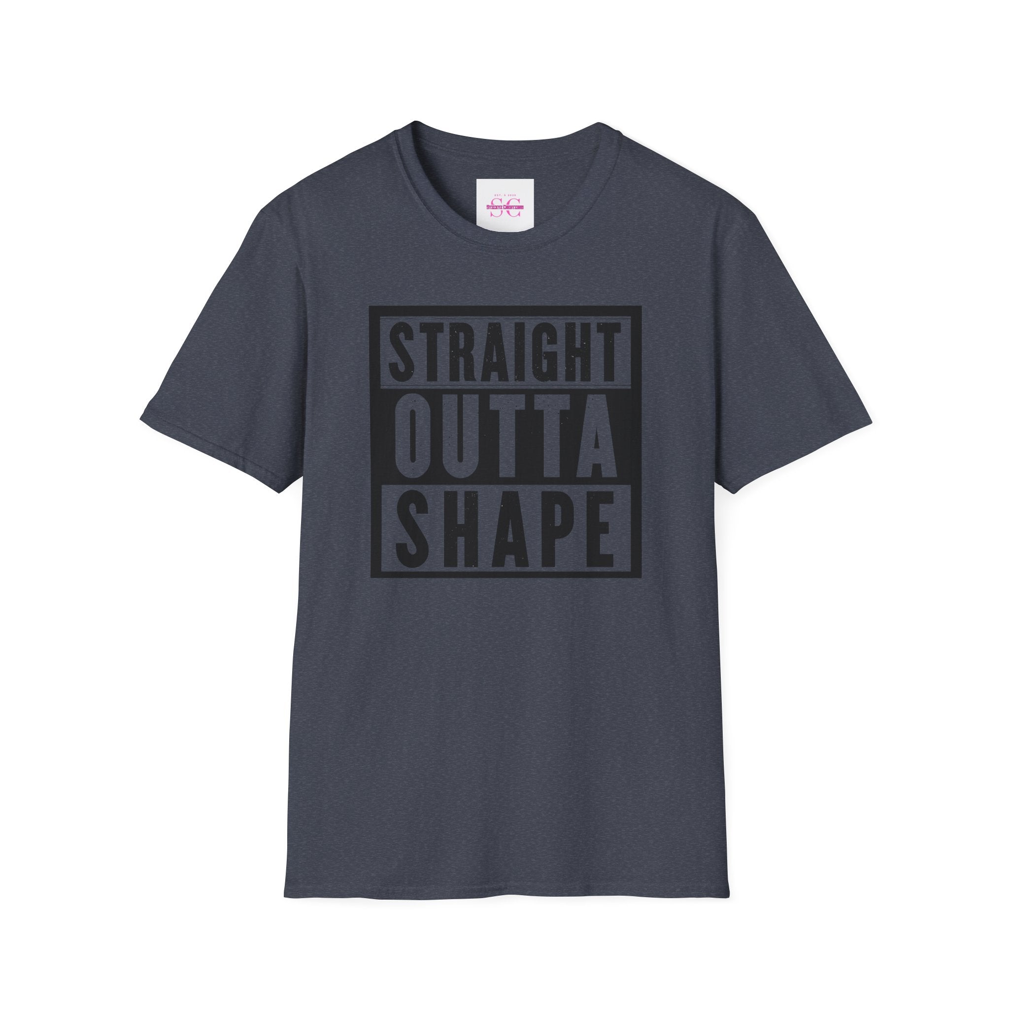 Straight Outta Shape Unisex Softstyle T-Shirt - Funny Workout Tee, Gift for Gym Lovers, Fitness Humor, Casual Wear, Everyday T-Shirt