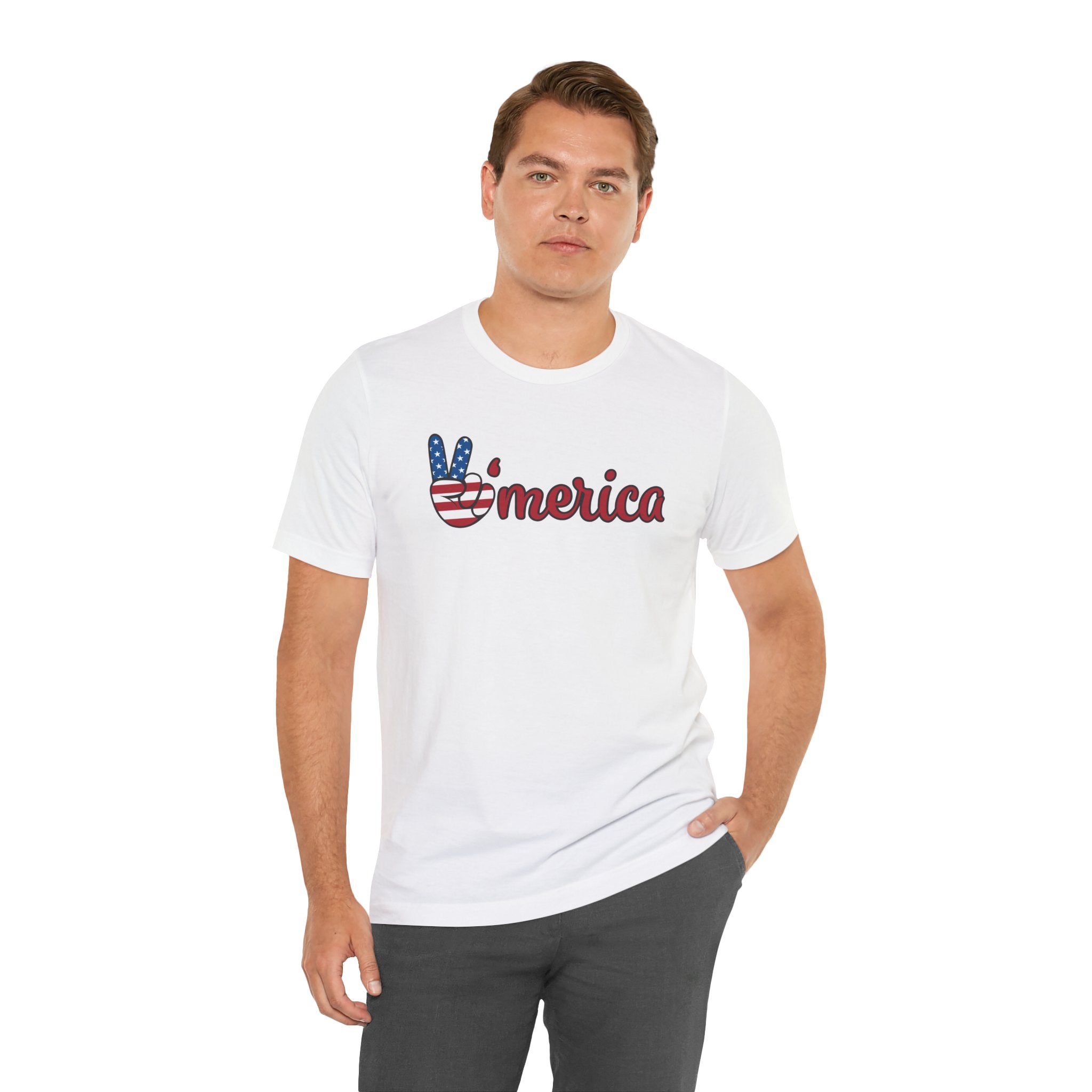 'Merica Peace Sign T-Shirt — Patriotic American Flag Graphic Tee for 4th of July