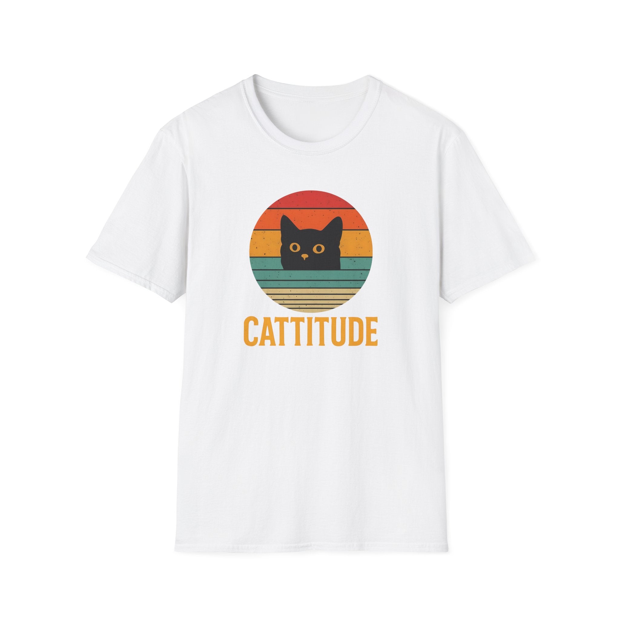 Cattitude Retro Cat T-Shirt, Funny Cat Lover Gift, Unisex Tee, Softstyle Shirt, Cute Pet Apparel, Cat-Themed Fashion