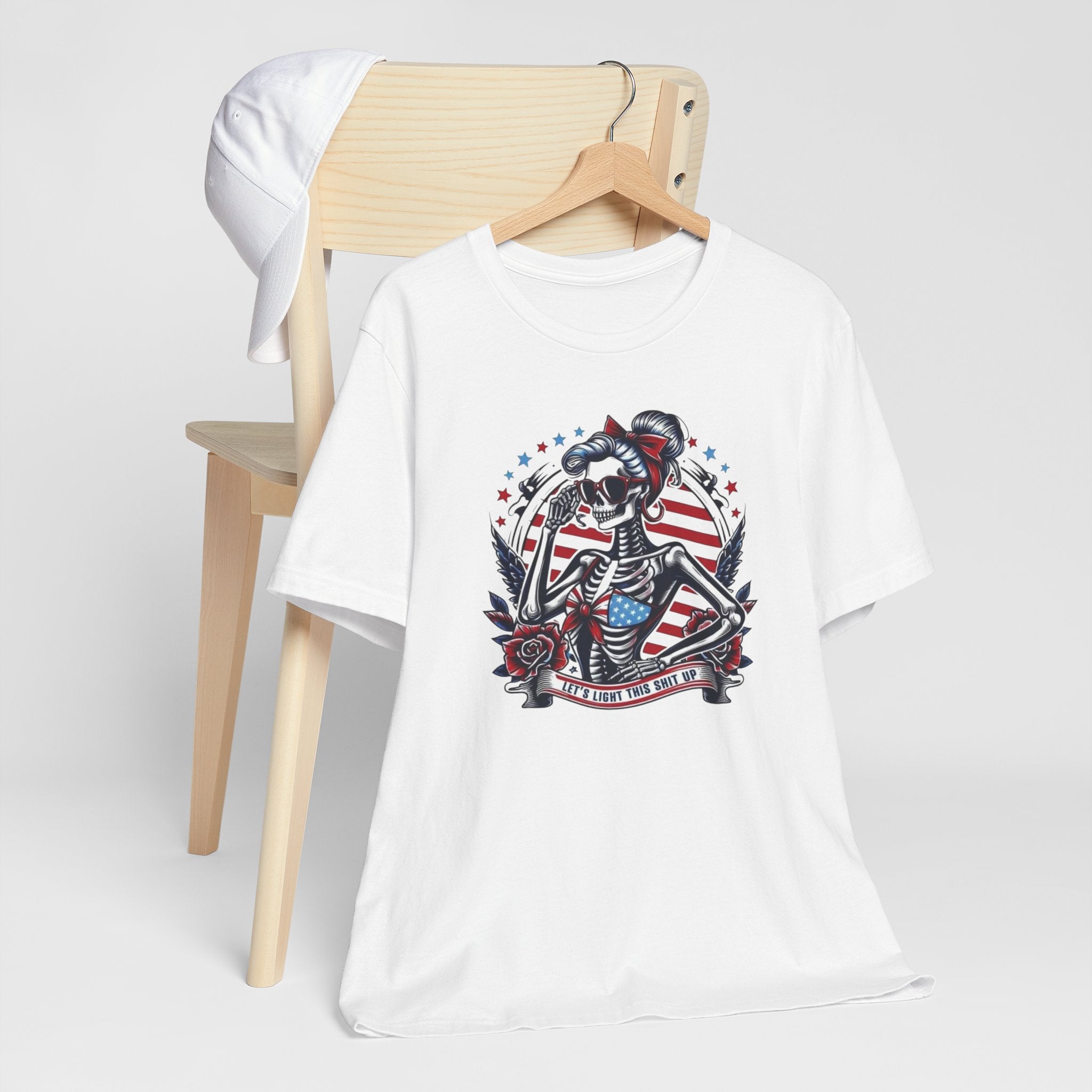 Patriotic Sailor Skull Tee — American Flag Pinup Tattoo T-Shirt