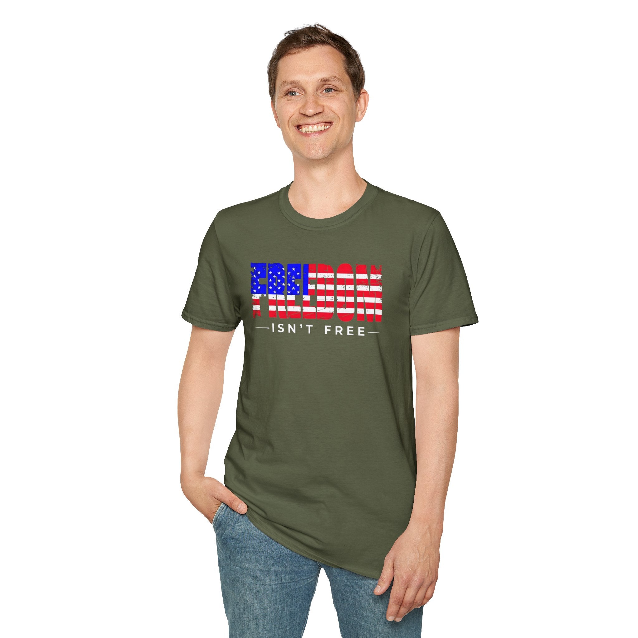 Patriotic Freedom T-Shirt - Unisex Softstyle Tee, Independence Day, Memorial Day, Veteran's Day, Everyday Wear, Gift Idea