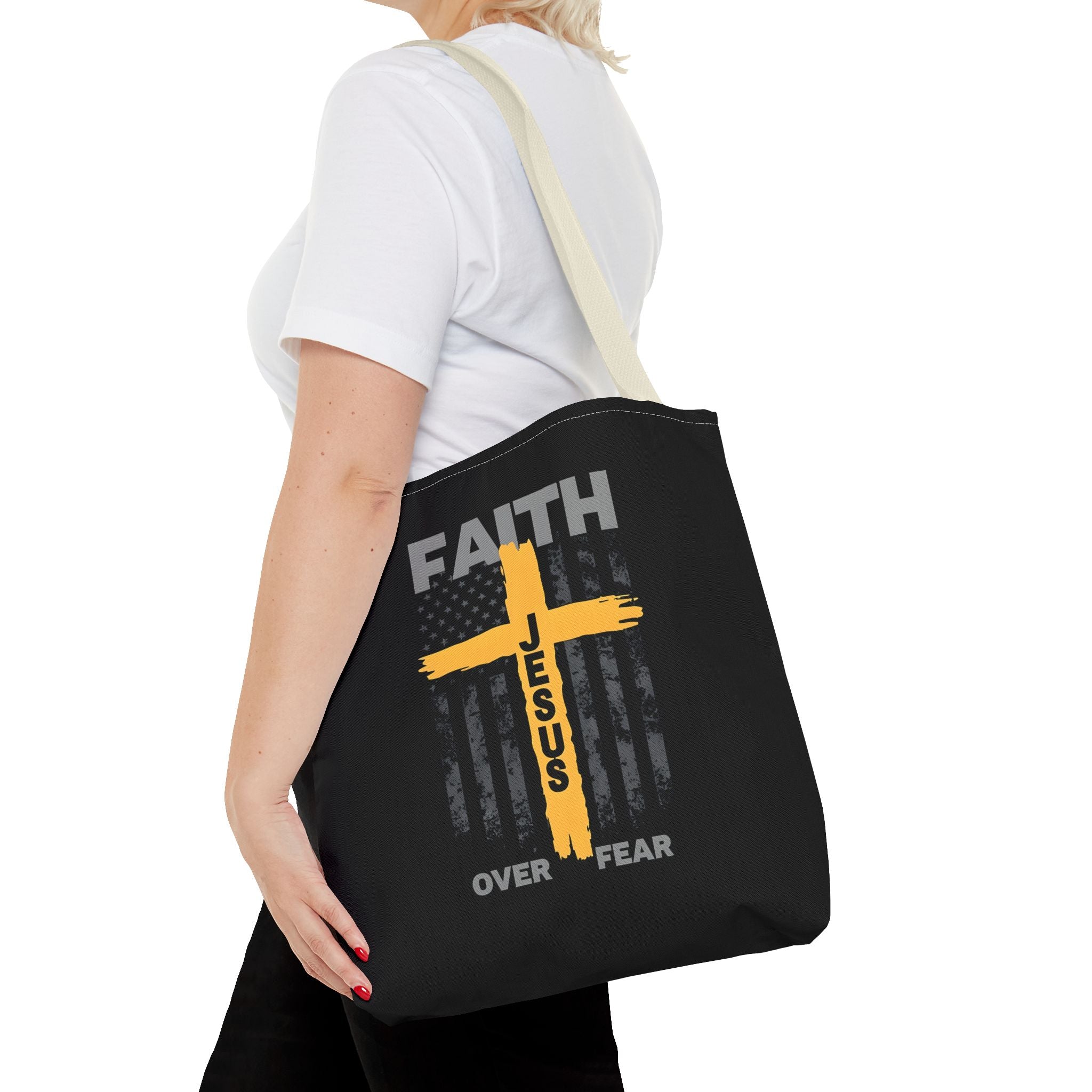 Faith Over Fear Tote Bag, Inspirational Bag, Bible Quote Tote, Christian Gift, Church Accessory, Motivational Bag