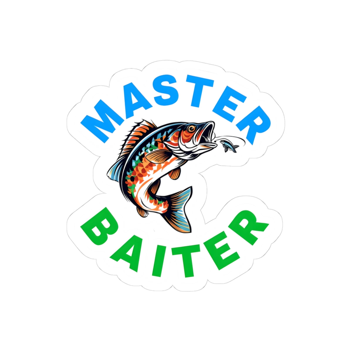 Funny Fishing Kiss-Cut Stickers, Master Baiter Fishing Gear, Laptop Decals, Outdoorsy Decor, Gift for Anglers