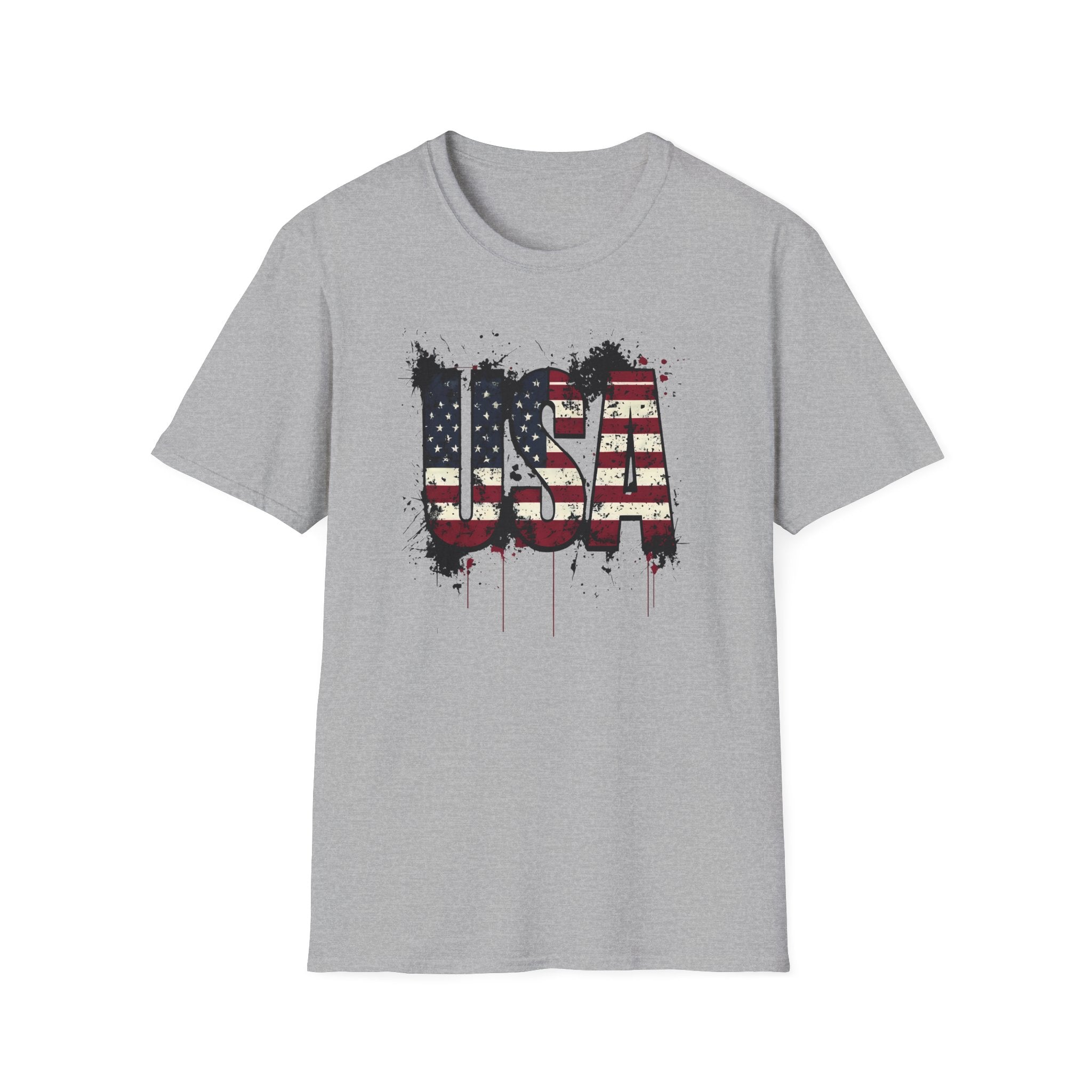 USA Flag Grunge T-Shirt — Distressed American Flag Graphic Tee for 4th of July