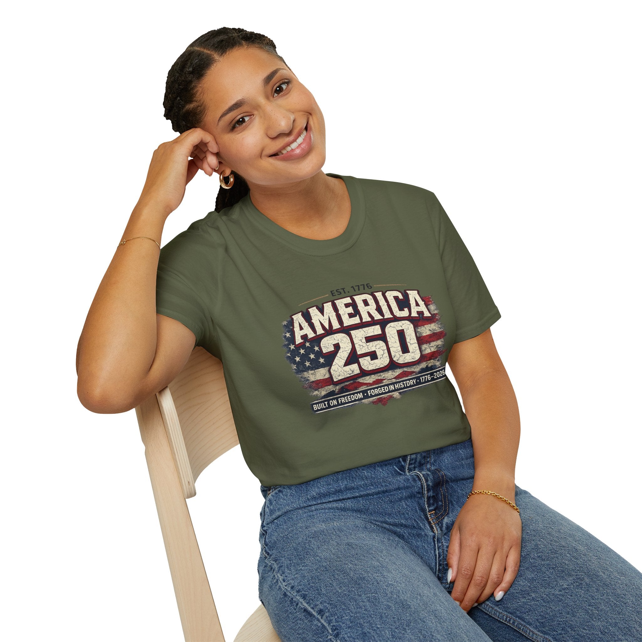 America 250 Vintage Flag T-Shirt — 1776–2026 Patriotic Independence Tee
