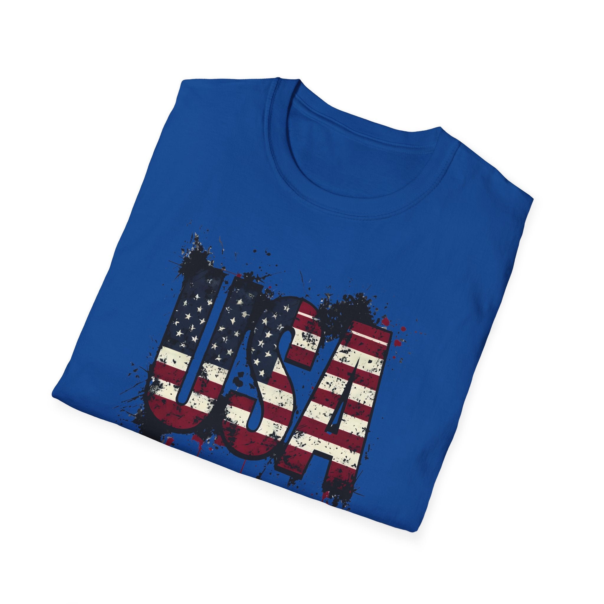 USA Flag Grunge T-Shirt — Distressed American Flag Graphic Tee for 4th of July