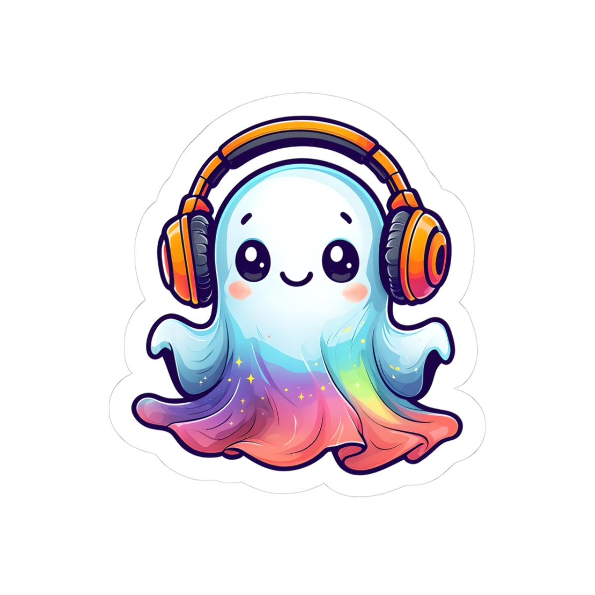 Cute Ghost Music Kiss-Cut Stickers, Laptop Decor, Haunted House Theme, Cute Ghost Decor, Halloween Gifts, Sticker Pack