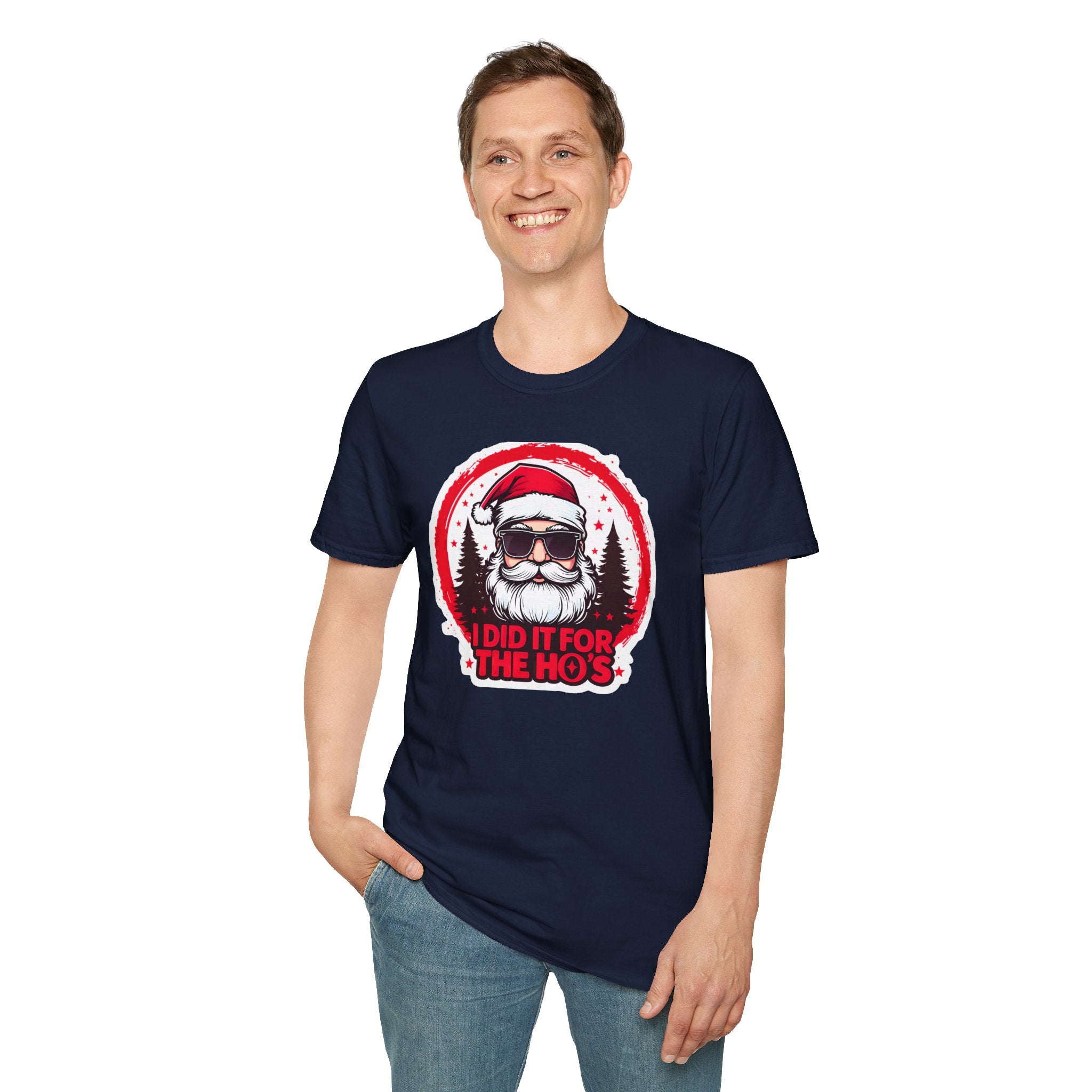 Funny Santa T-Shirt, Christmas Humor Shirt, Holiday Gift, Unisex Tee, I Did It For The Ho's, Festive Apparel, Winter Party Wear