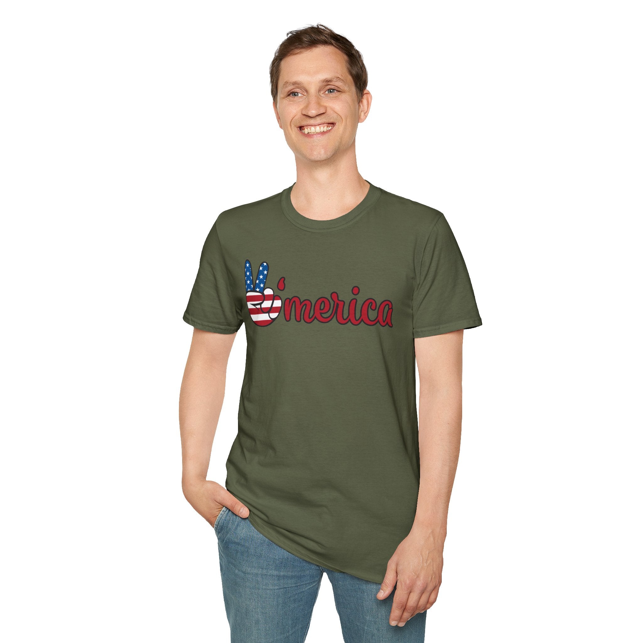 Patriotic Peace T-Shirt for Unisex, Casual Wear, Independence Day Gift, Summer Style, Comfortable Tee