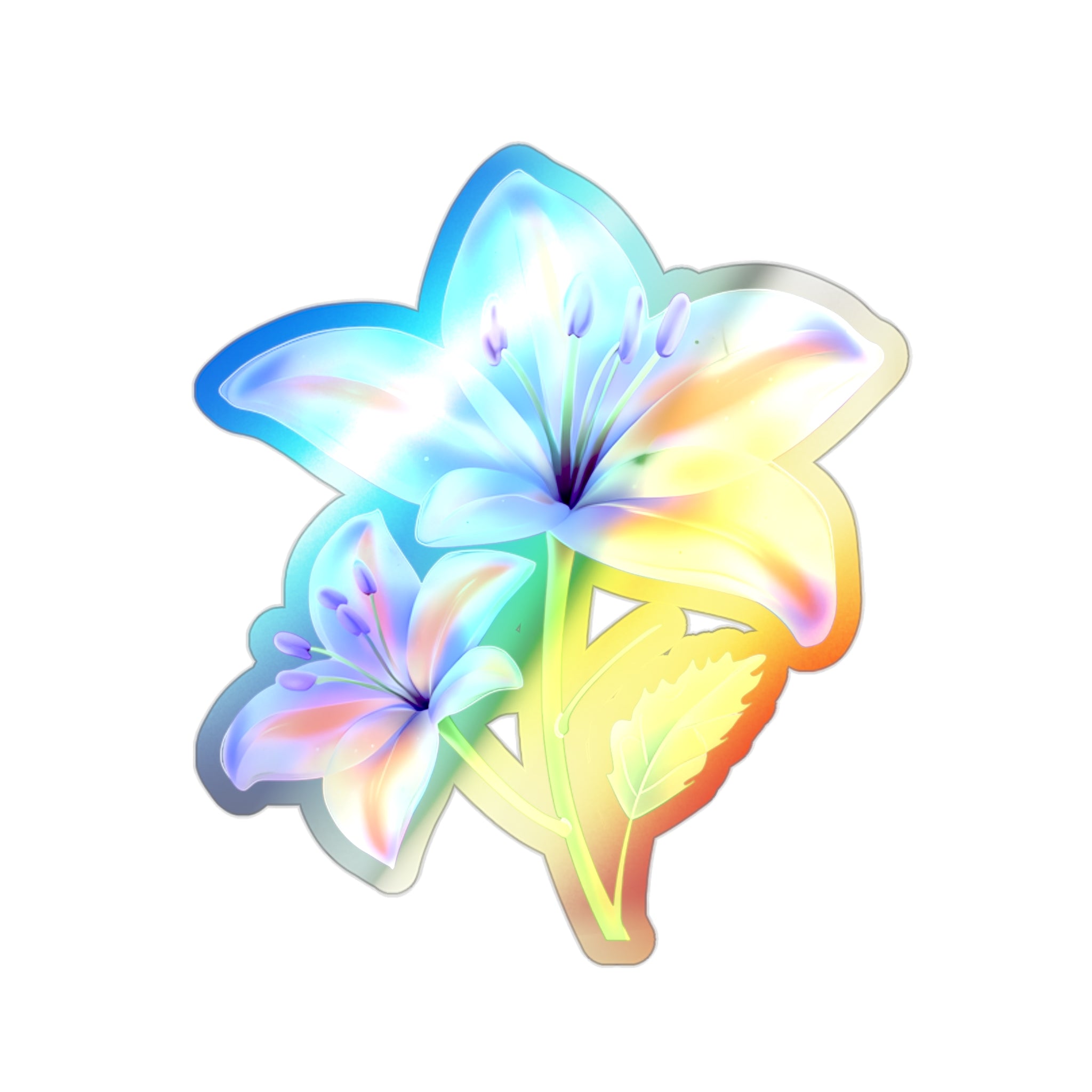 Holographic Flower Stickers - Colorful Floral Die-Cut Decals, Perfect for Journals, Laptops, Skateboards, Gift Wrap, Floral Decor