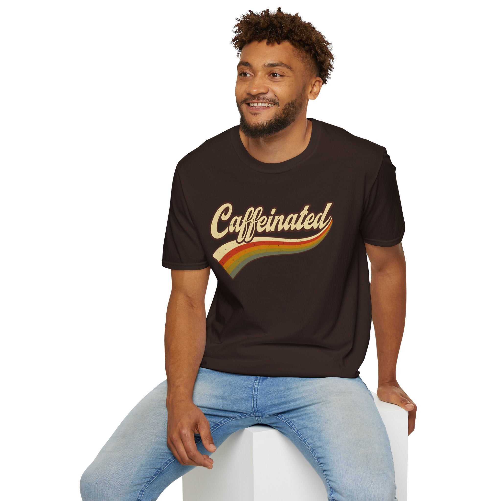 Caffeinated Retro Unisex Softstyle T-Shirt