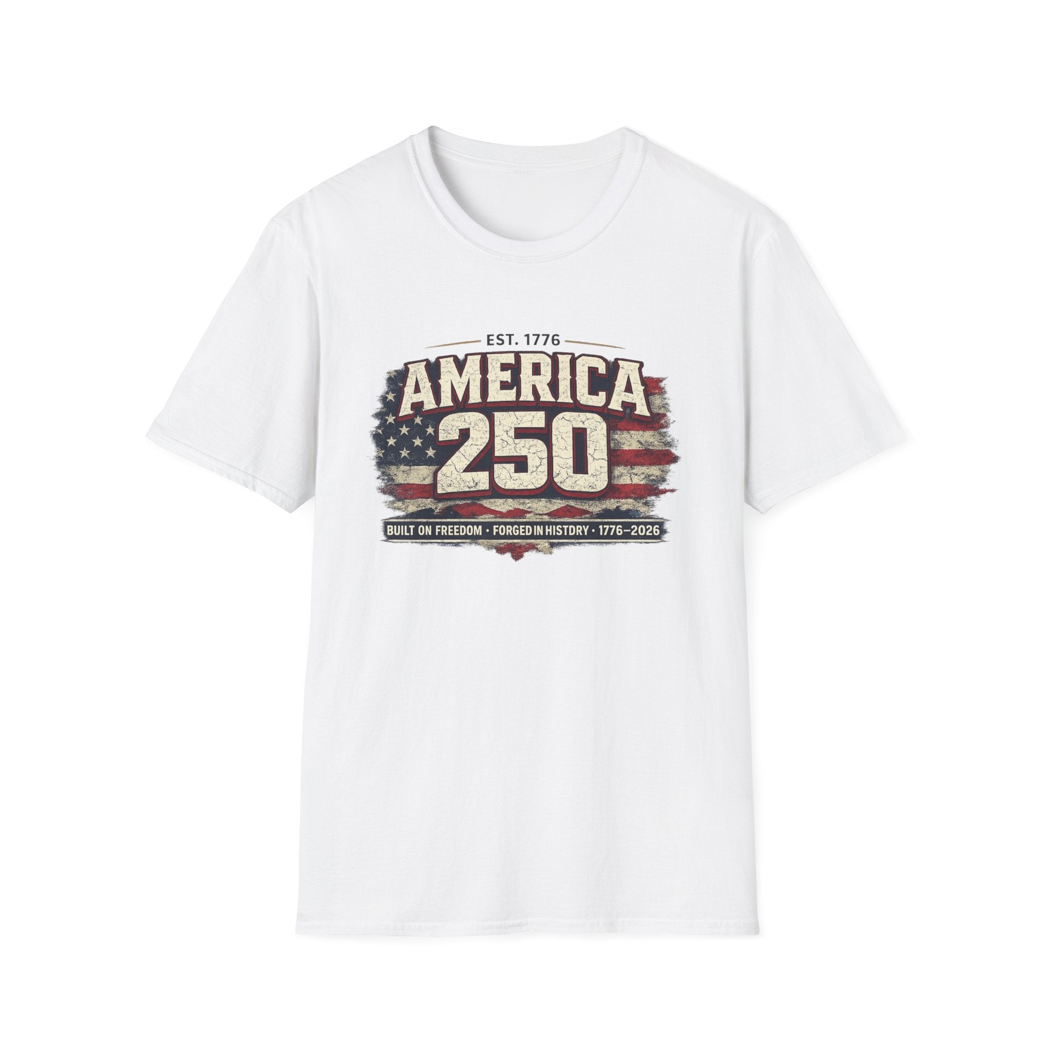 America 250 Vintage Flag T-Shirt — 1776–2026 Patriotic Independence Tee