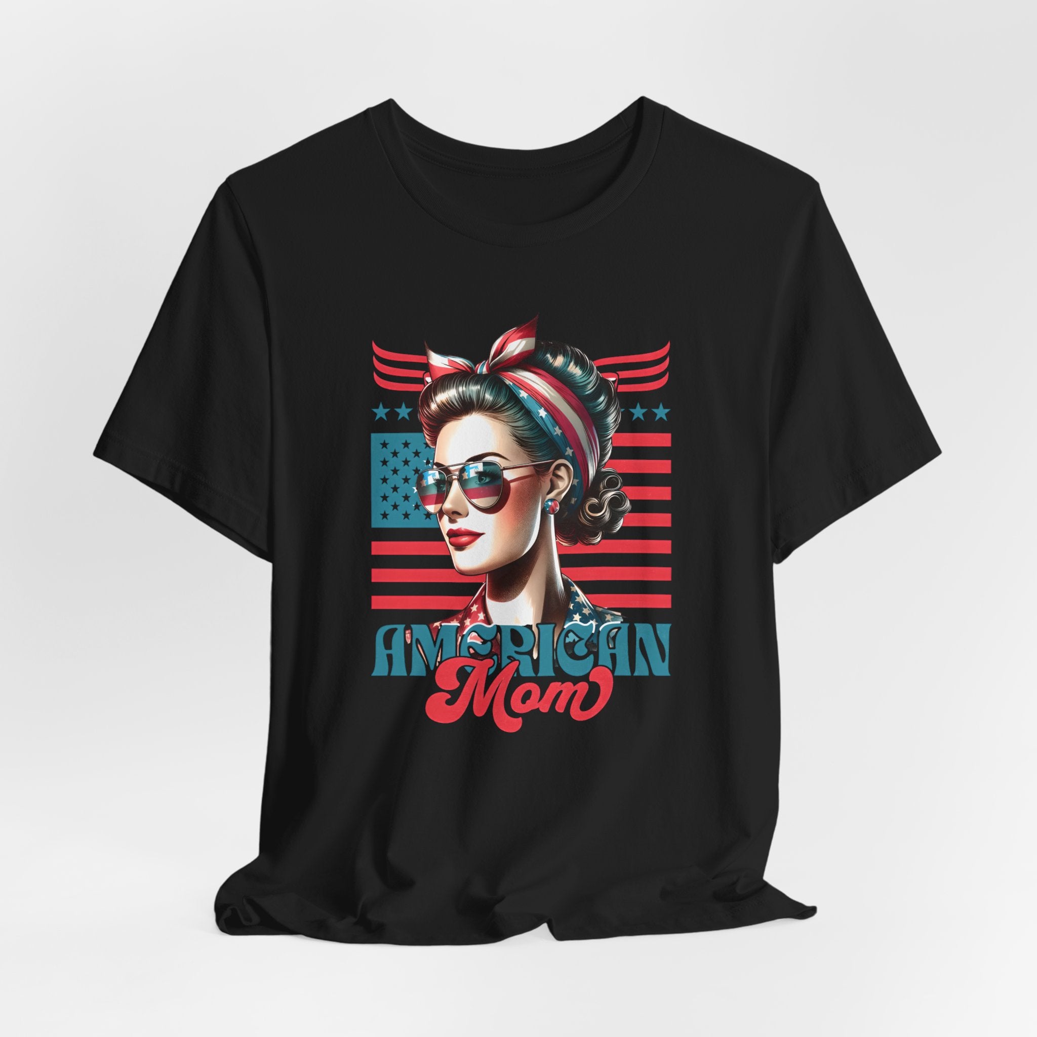 American Mom T-Shirt — Retro Rosie Patriotic Tee