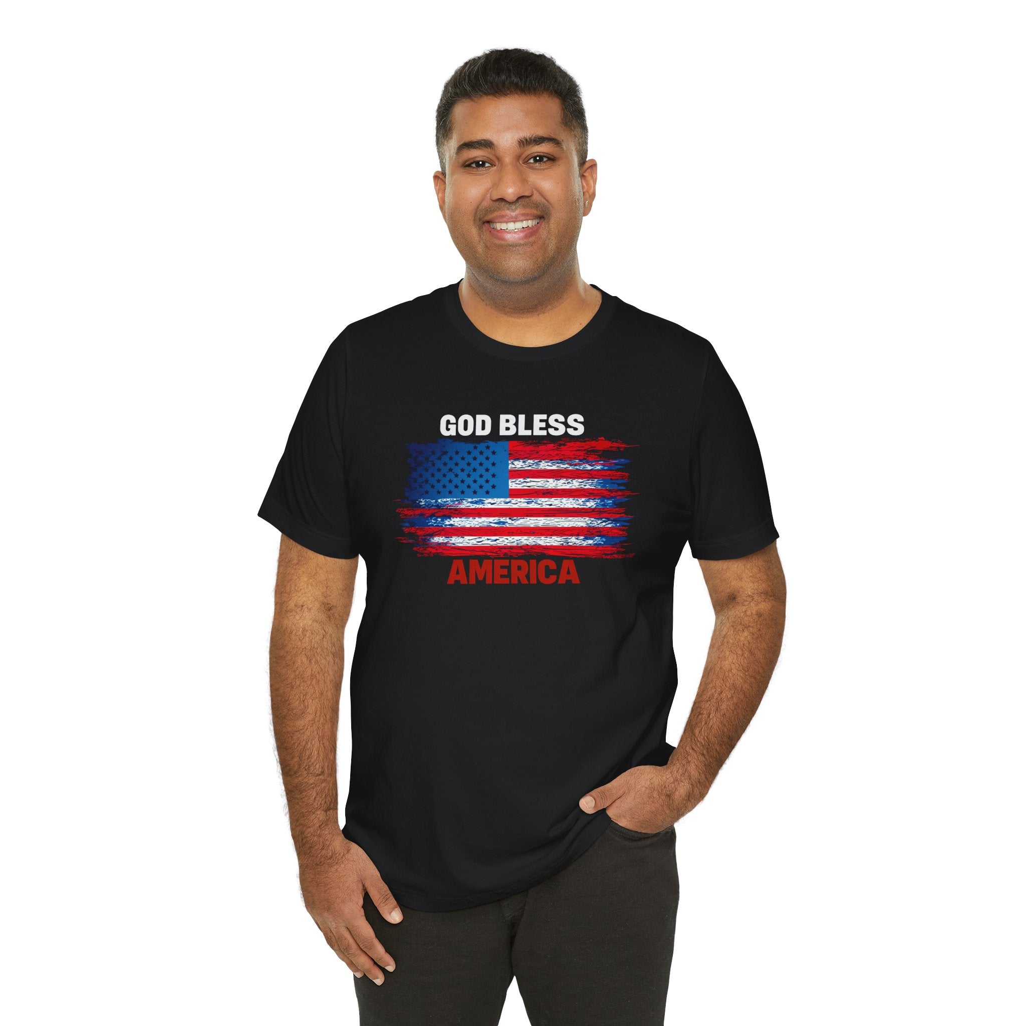 God Bless America T-Shirt - Distressed Flag Patriotic Tee for 4th of July
