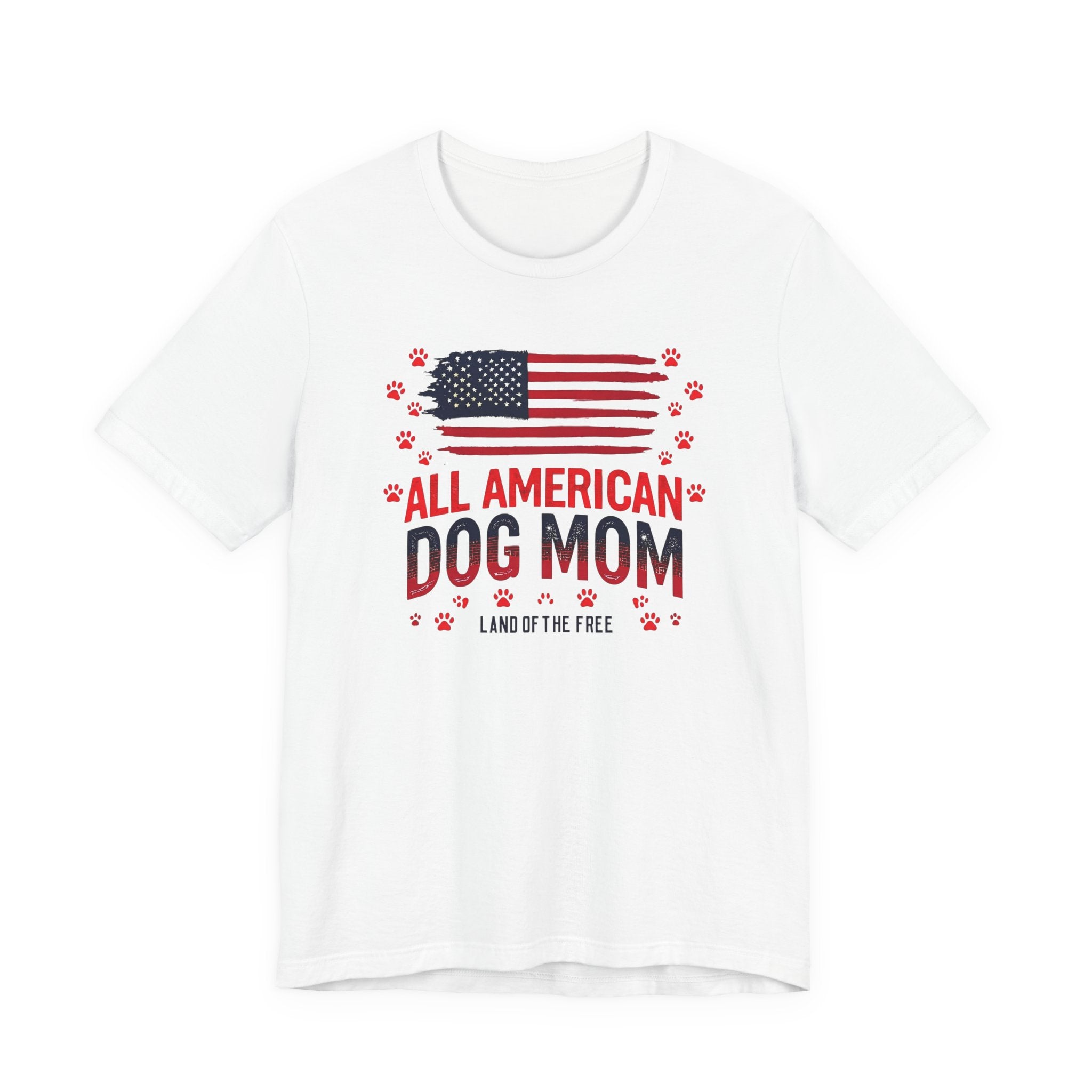 All American Dog Mom T-Shirt – Patriotic ‘Land of the Free’ Dog Mom Tee