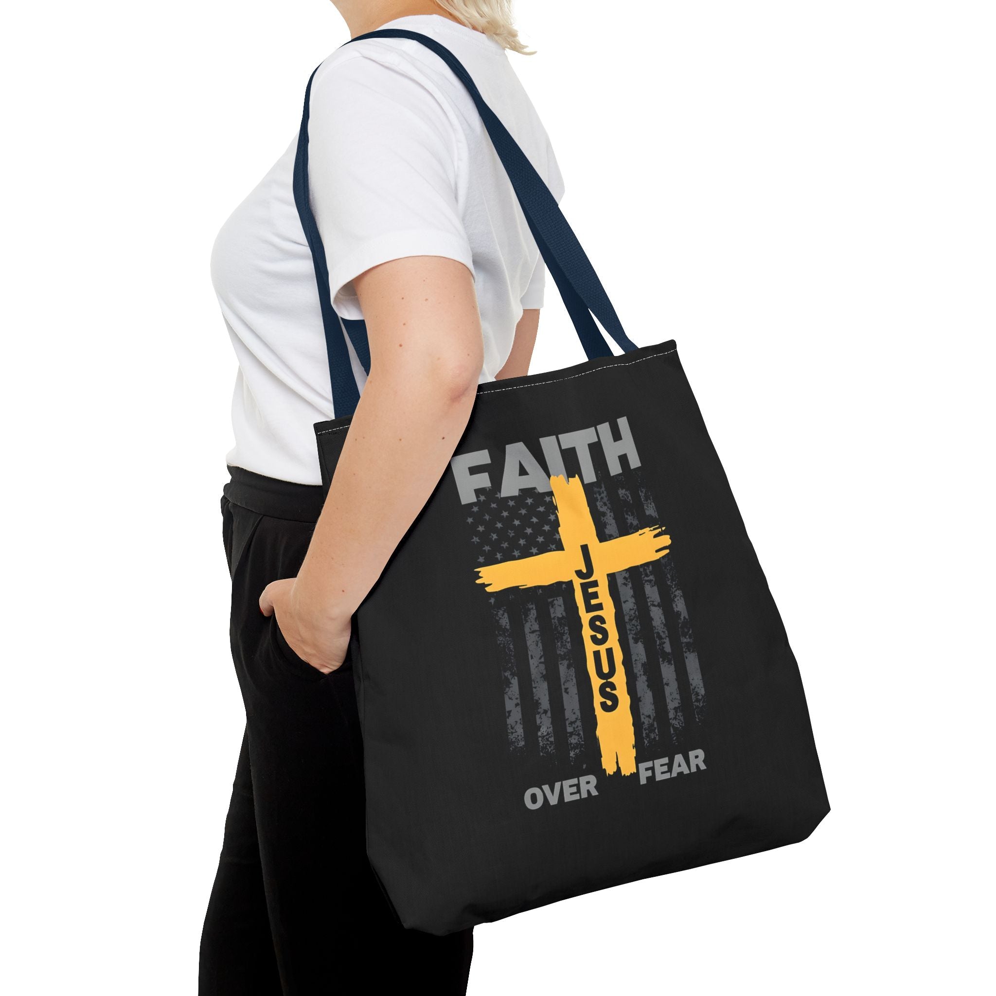 Faith Over Fear Tote Bag, Inspirational Bag, Bible Quote Tote, Christian Gift, Church Accessory, Motivational Bag