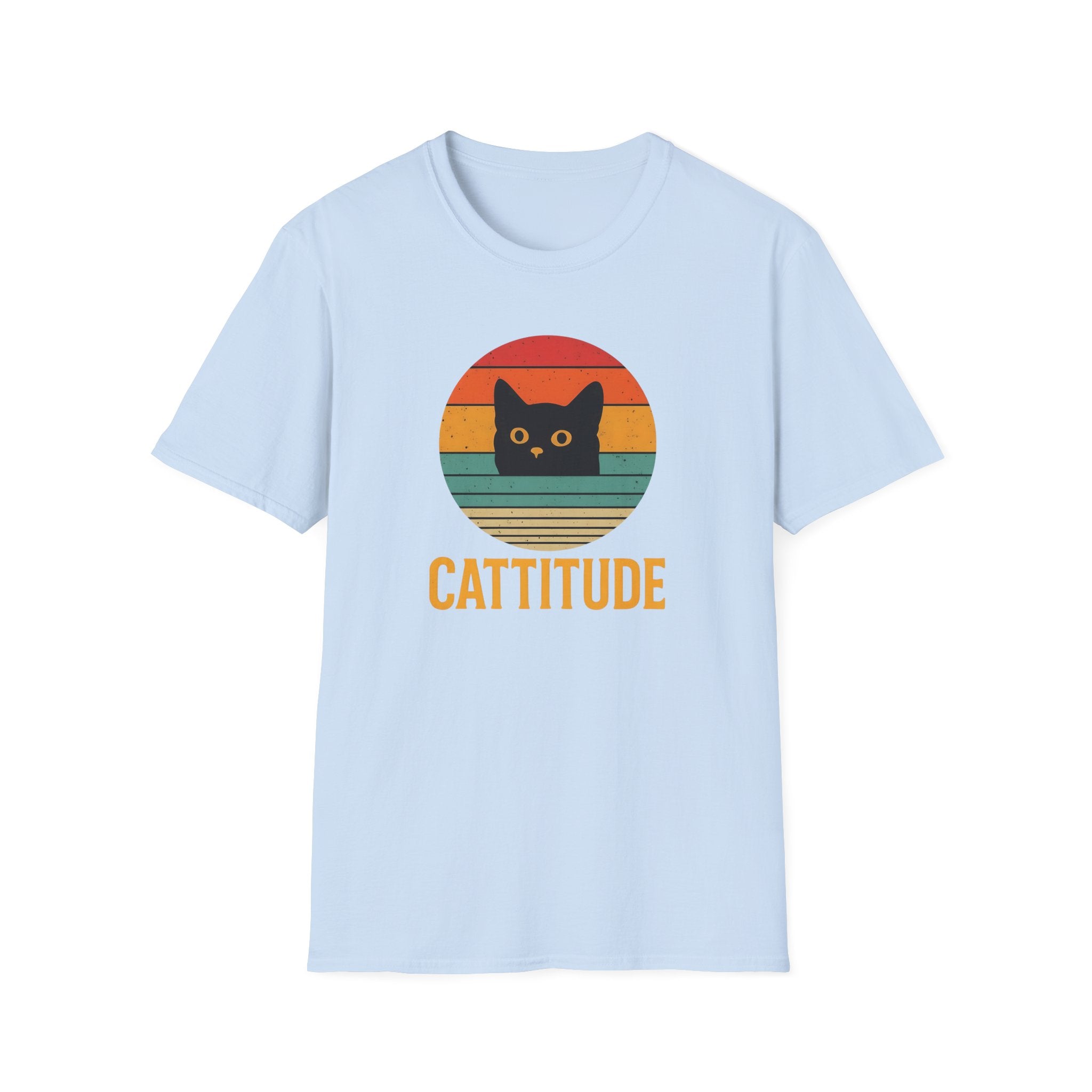 Cattitude Retro Cat T-Shirt, Funny Cat Lover Gift, Unisex Tee, Softstyle Shirt, Cute Pet Apparel, Cat-Themed Fashion