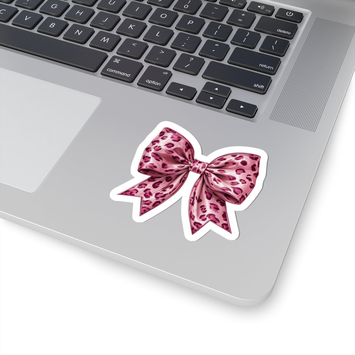 Pink Leopard Print Bow Kiss-Cut Stickers - Stylish Accessories for Laptops & Decor