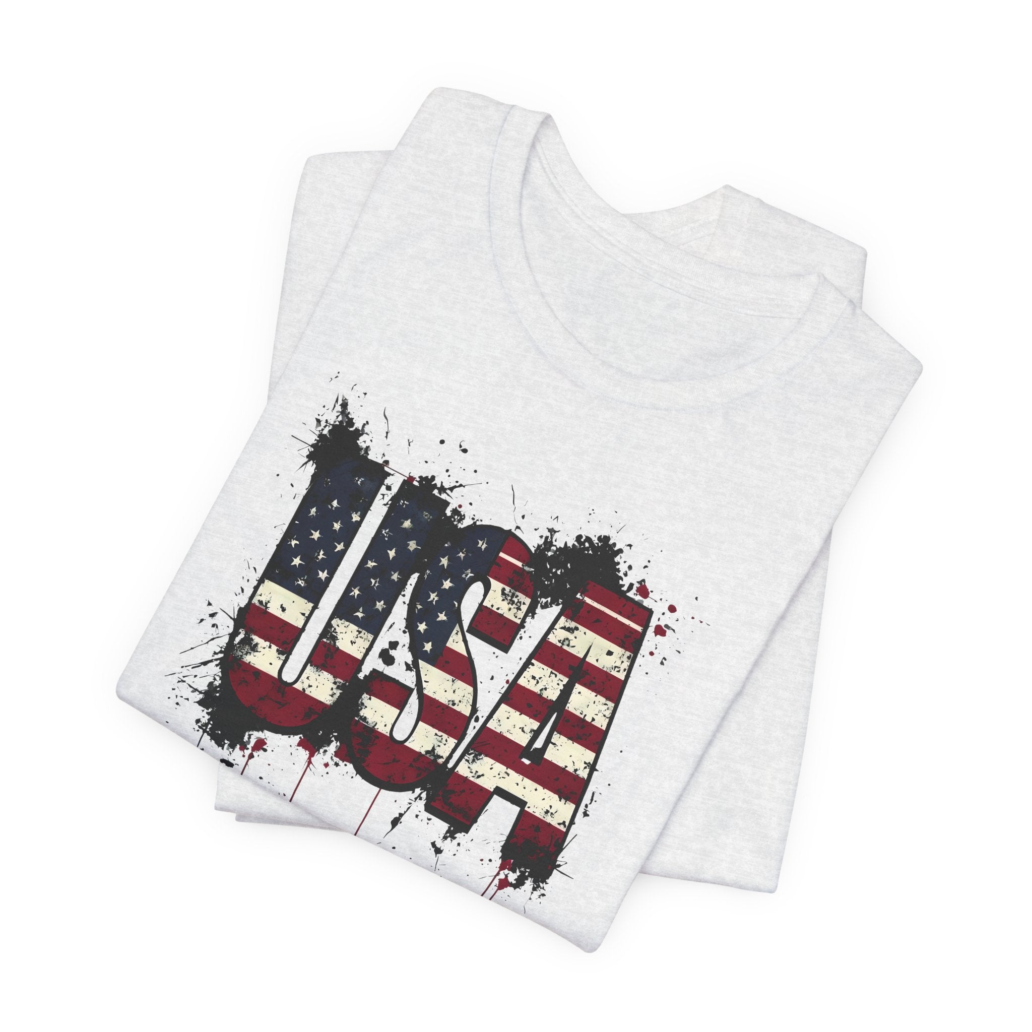 USA Paint Splatter T-Shirt — Patriotic American Flag Tee