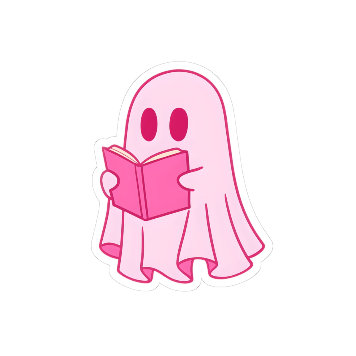 Cute Ghost Reading Kiss-Cut Stickers, Halloween Decor, Planner Stickers, Laptop Decals, Ghostly Gift Ideas