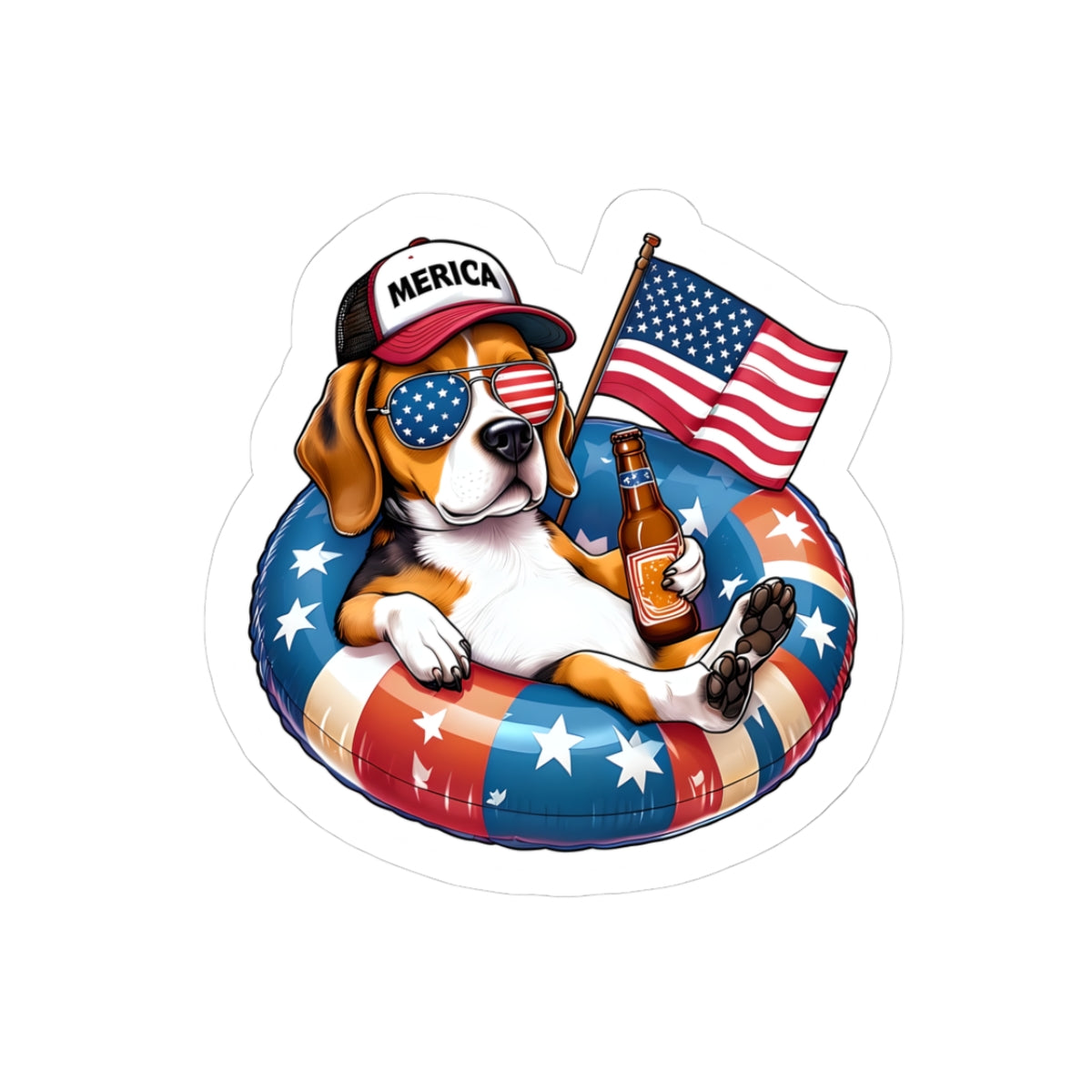 Patriotic Dog Kiss-Cut Stickers - Summer Vibes
