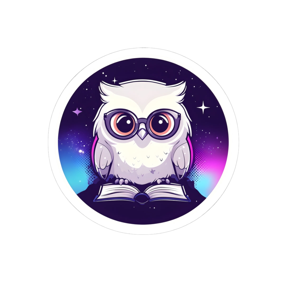 Adorable Owl Reading Kiss-Cut Stickers, Cute Owl Decor, Book Lover Gift, Laptop Stickers, Planner Accessories