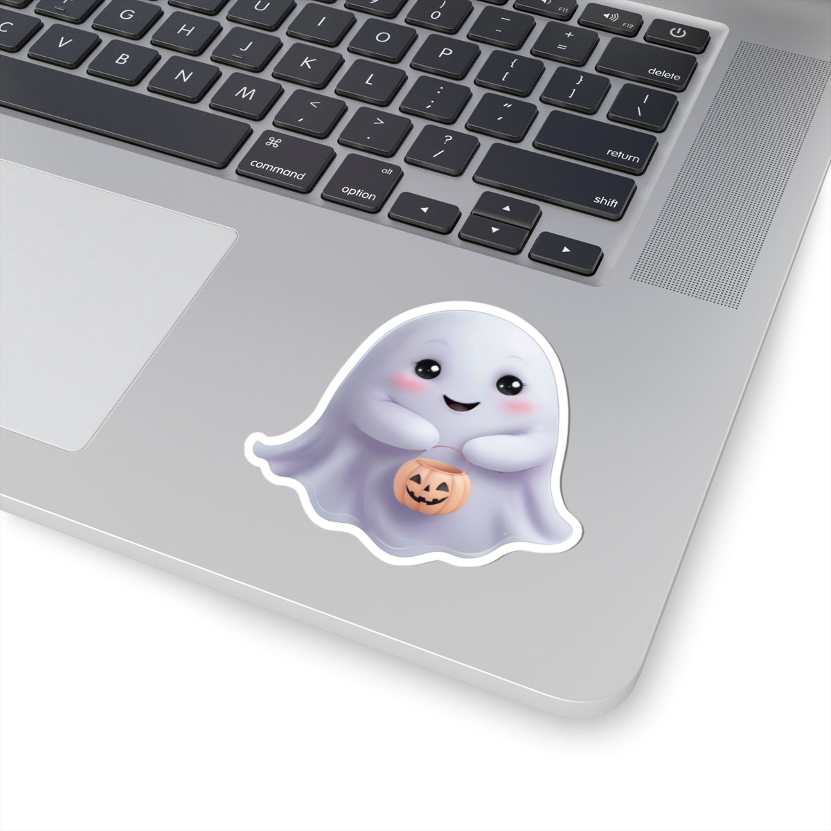 Cute Halloween Ghost Kiss-Cut Stickers - Adorable Pumpkin Holder Design