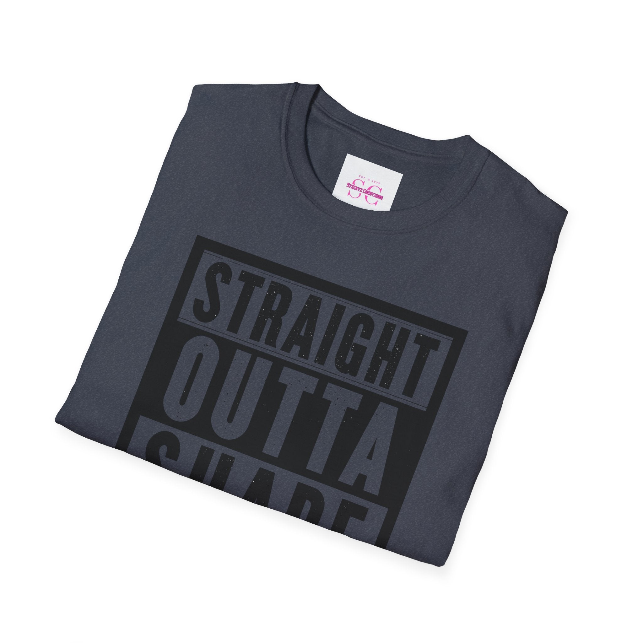 Straight Outta Shape Unisex Softstyle T-Shirt - Funny Workout Tee, Gift for Gym Lovers, Fitness Humor, Casual Wear, Everyday T-Shirt