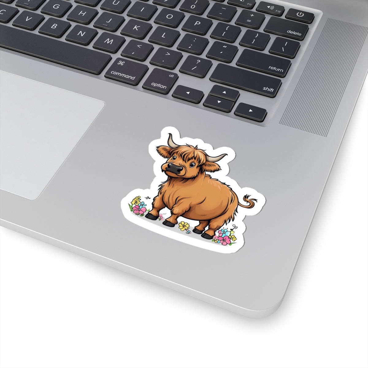 Cute Highland Cow Kiss-Cut Stickers | Floral Design | Perfect for Laptops and Journals