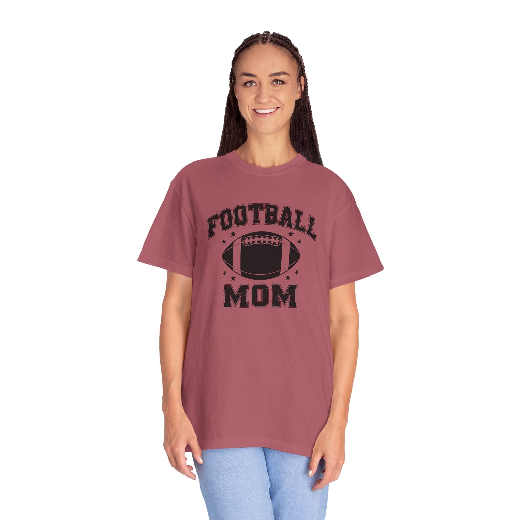 Football Mom T-Shirt, Unisex Garment-Dyed Tee for Game Day, Sports Mom Gift, Team Spirit Shirt, Casual Comfort Wear