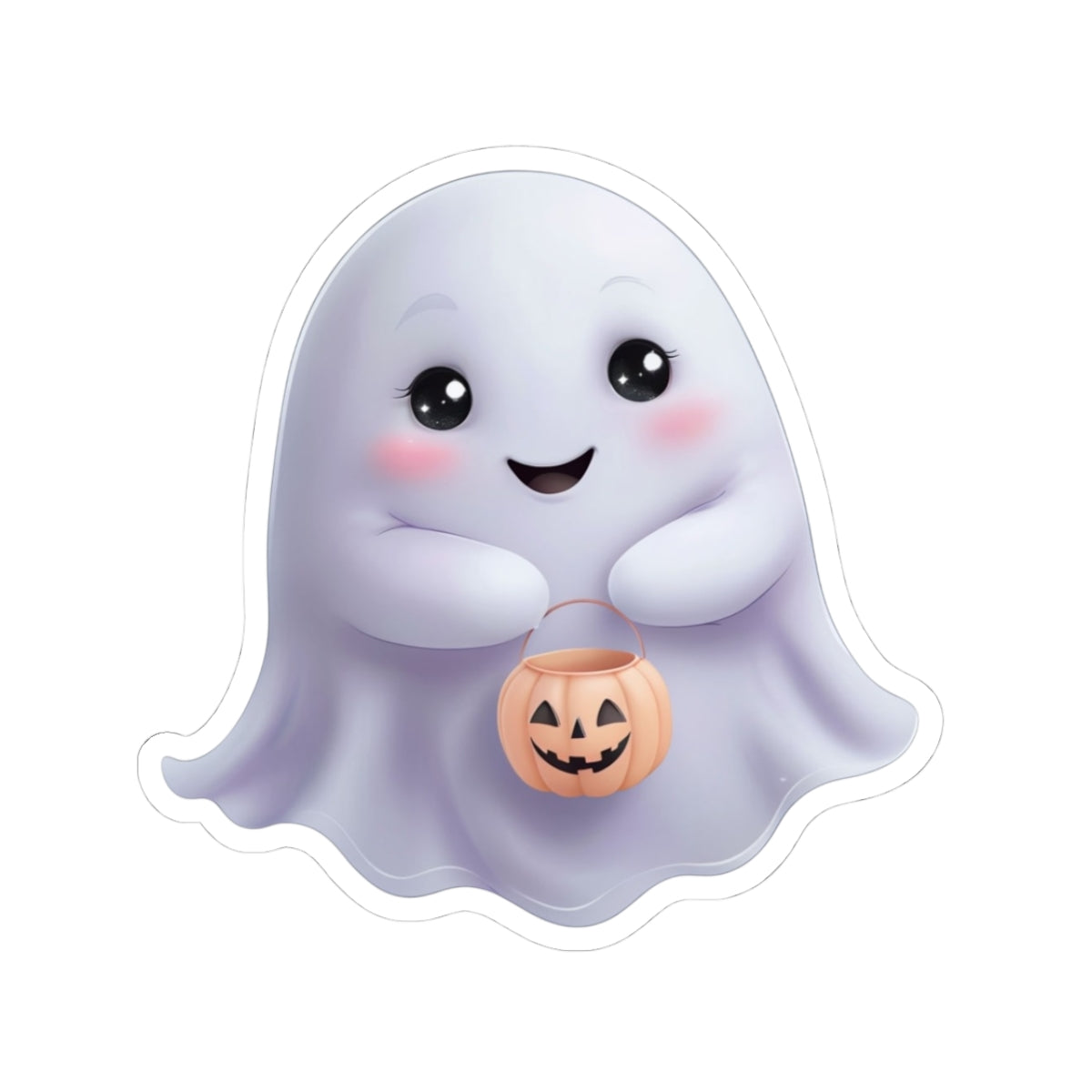 Cute Halloween Ghost Kiss-Cut Stickers - Adorable Pumpkin Holder Design
