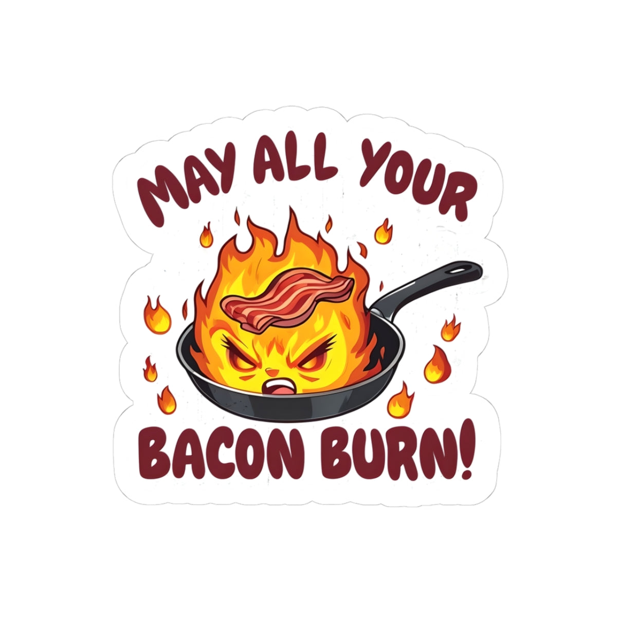 Funny Bacon Burn Stickers - Spicy Cooking Humor for Food Lovers