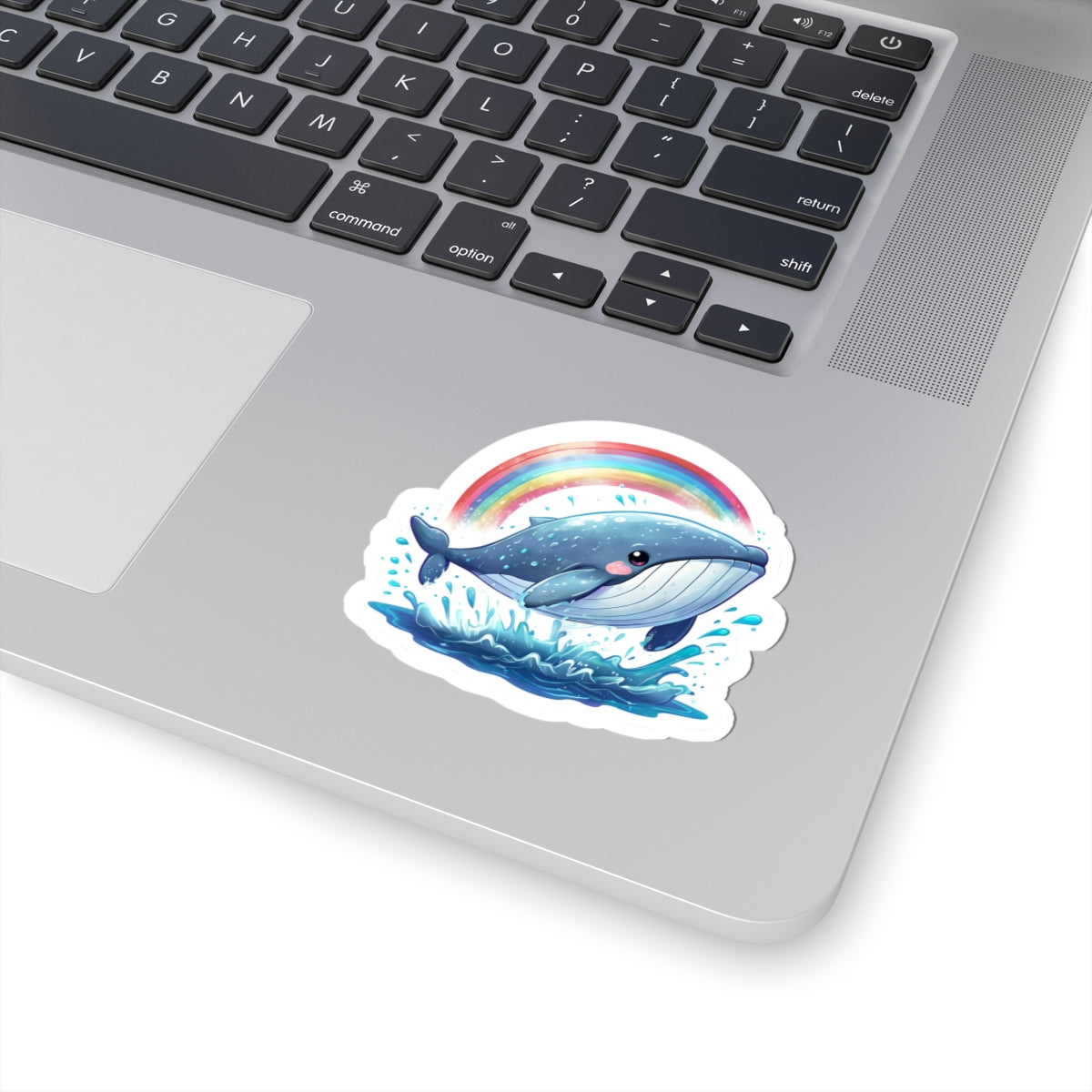 Whale Rainbow Kiss-Cut Stickers, Cute Ocean Decor, Laptop Stickers, Kid's Room Decor, Gift for Sea Lovers