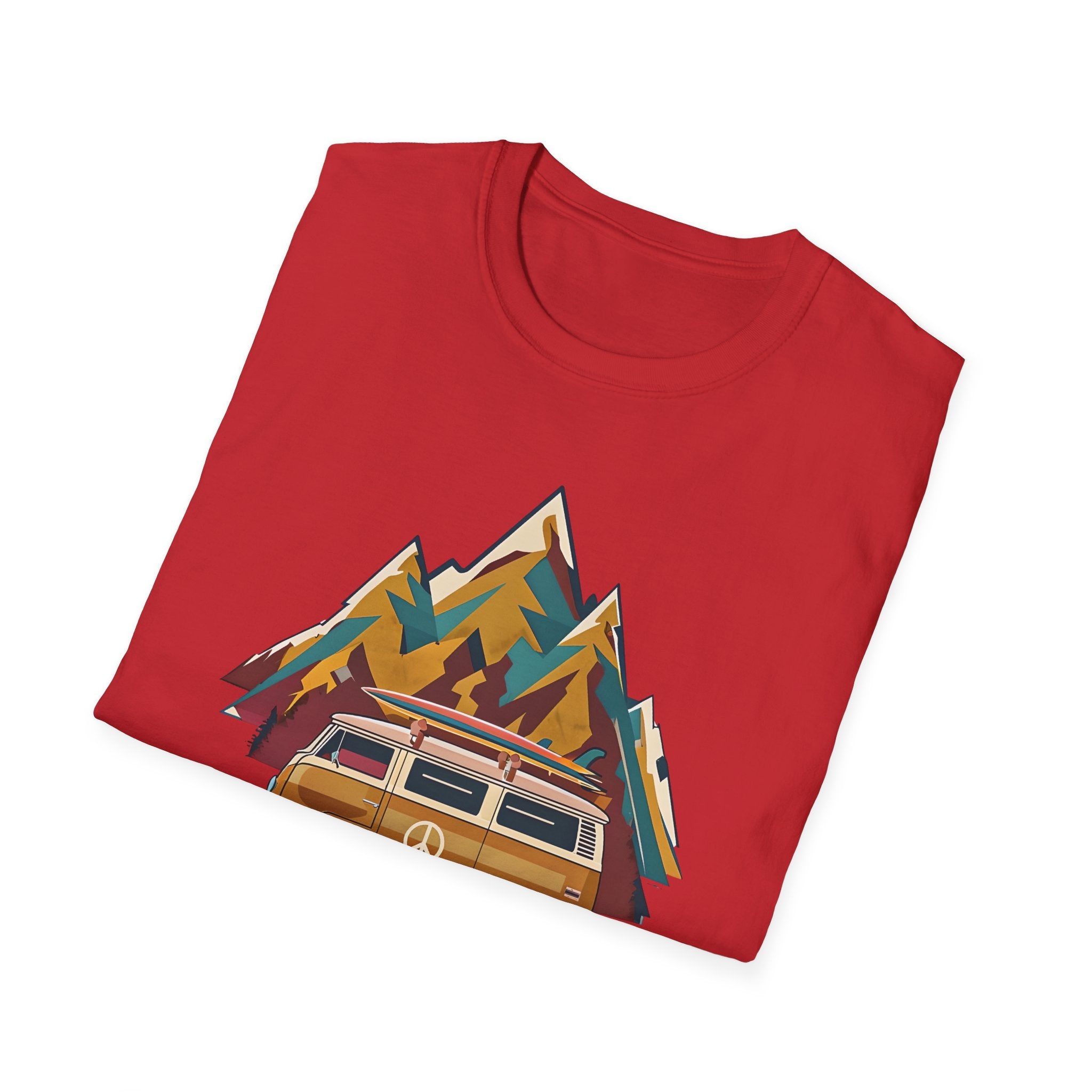 Retro Camper Van T-Shirt — Vintage Mountain Adventure Graphic Tee