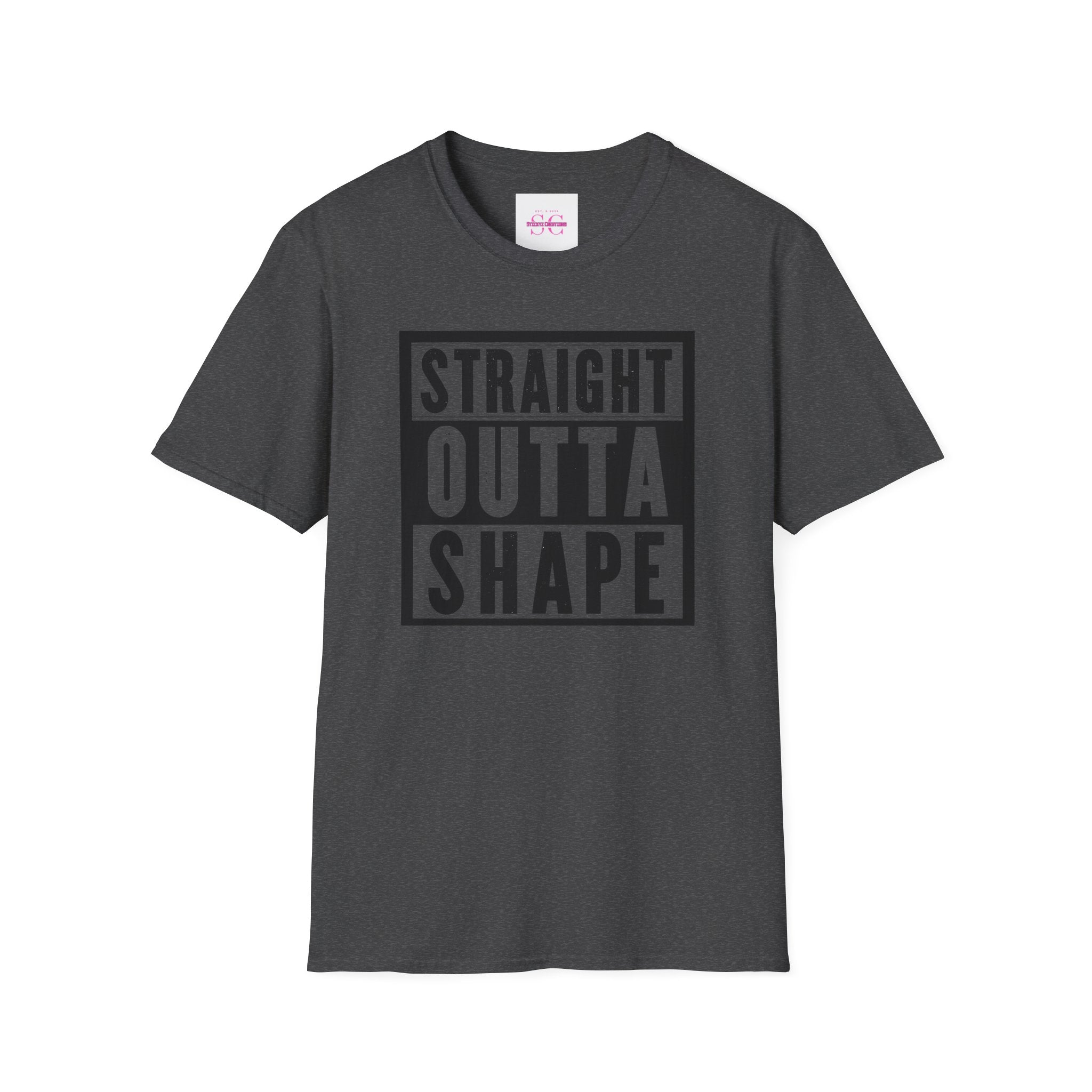 Straight Outta Shape Unisex Softstyle T-Shirt - Funny Workout Tee, Gift for Gym Lovers, Fitness Humor, Casual Wear, Everyday T-Shirt