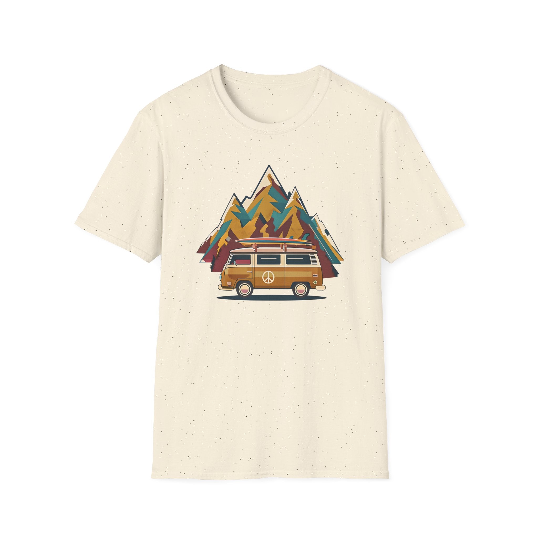 Retro Camper Van T-Shirt — Vintage Mountain Adventure Graphic Tee
