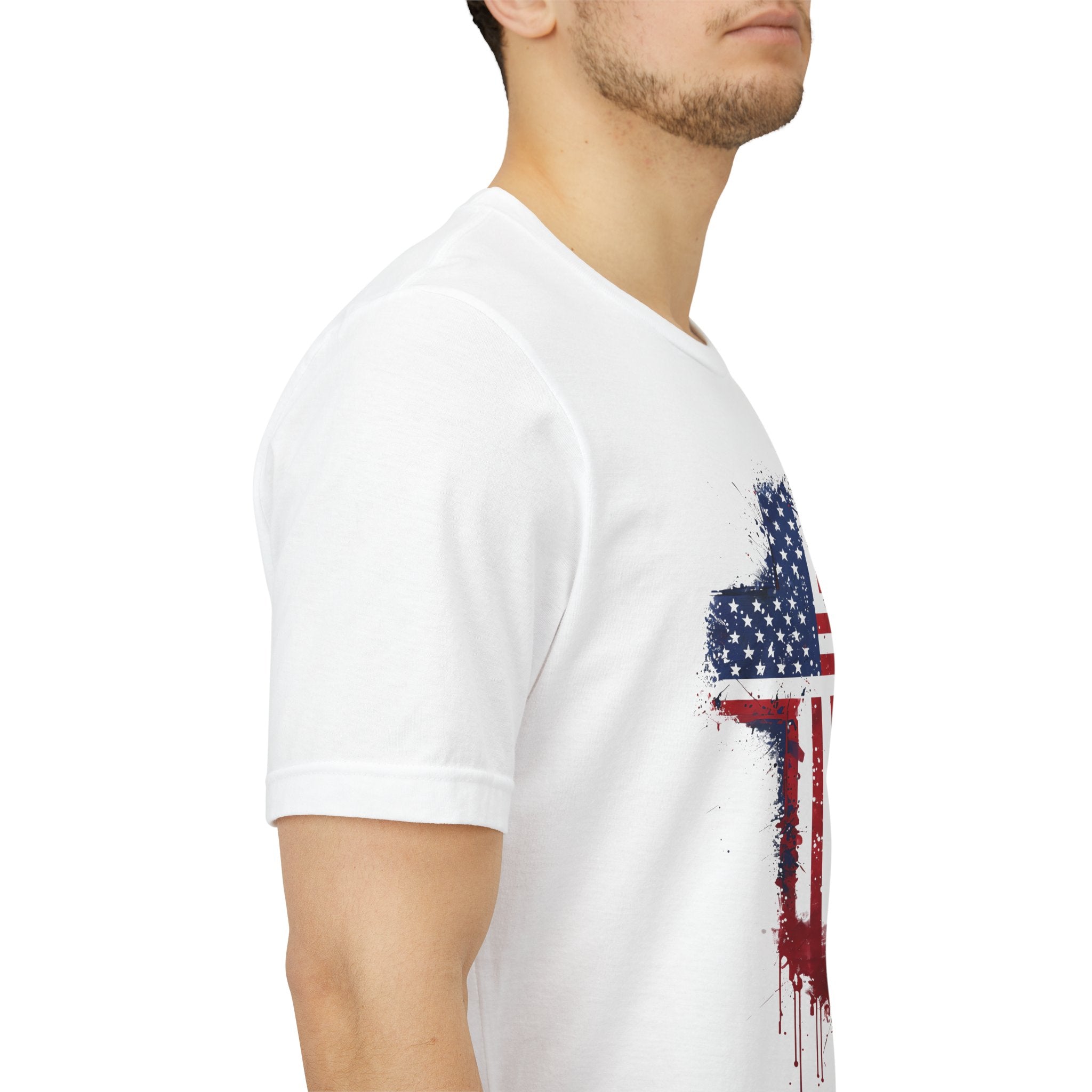 American Flag Cross T-Shirt — Patriotic Distressed USA Cross Tee