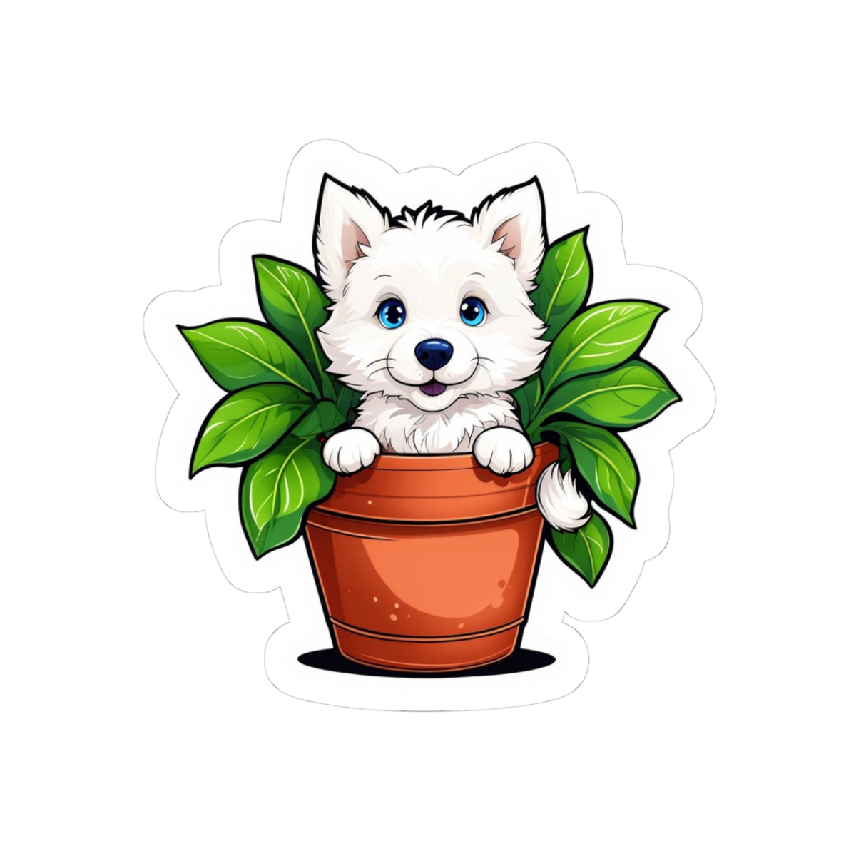 Cute Puppy Plant Kiss-Cut Stickers for Dog Lovers