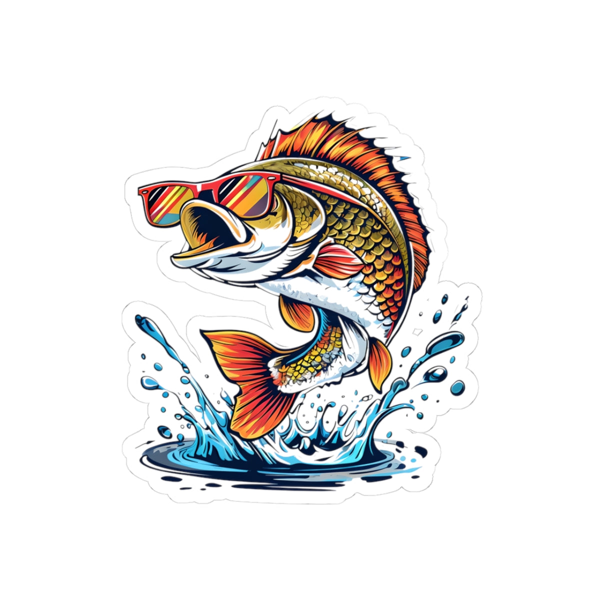 Cool Bass Fish Kiss-Cut Stickers - Perfect for Fishing Enthusiasts & Outdoor Lovers