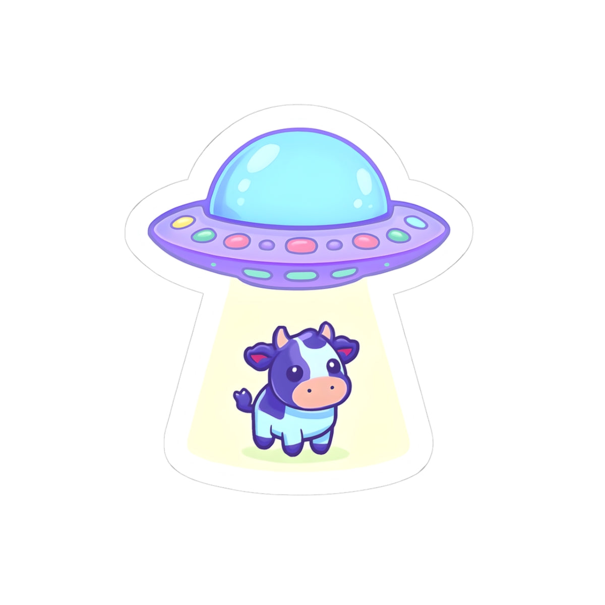 Cute UFO Cow Kiss-Cut Stickers - Fun Alien-Themed Decal for Laptop & Scrapbooking