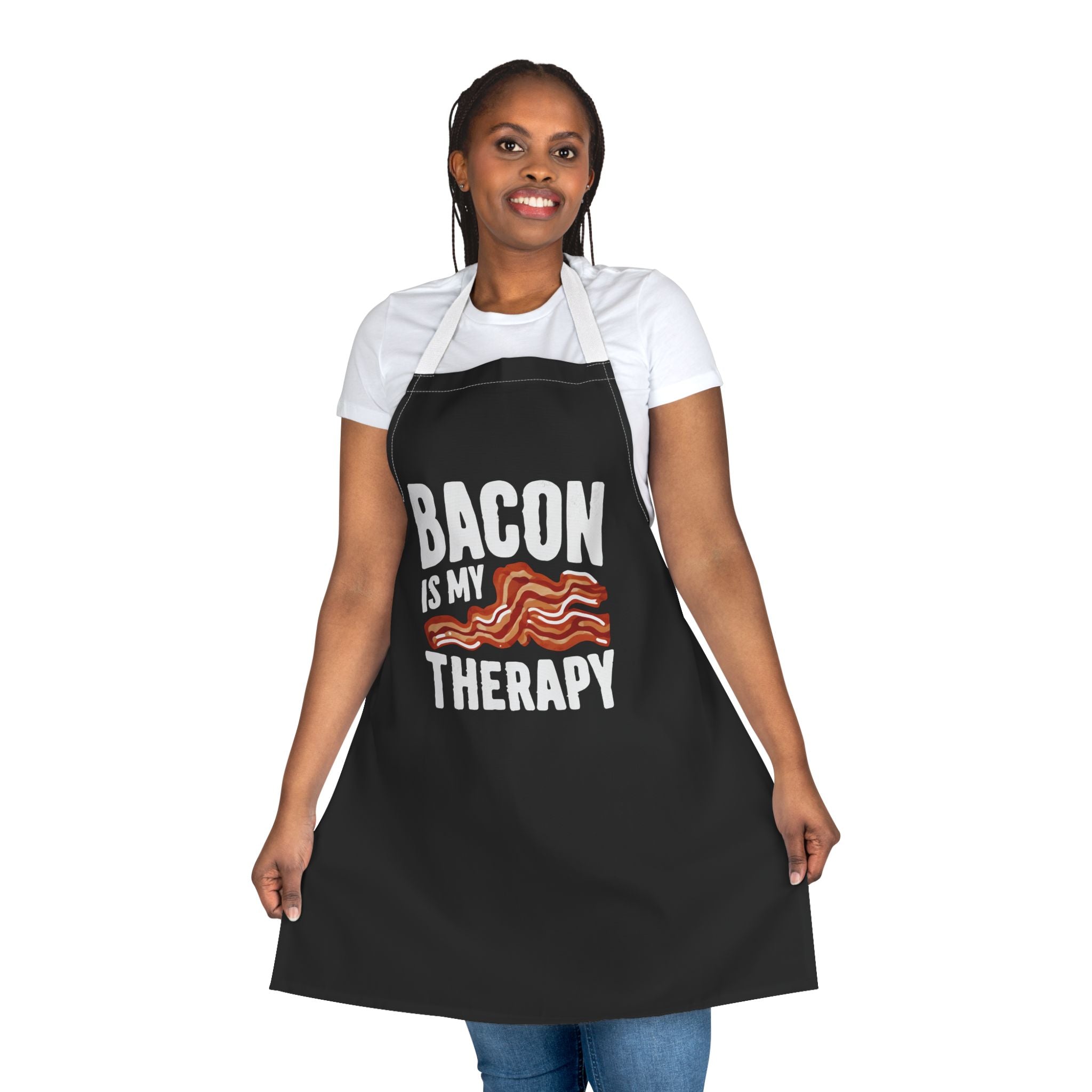 Apron — "Bacon Is My Therapy" Funny BBQ Cooking Apron, Gift for Grillers & Bacon Lovers