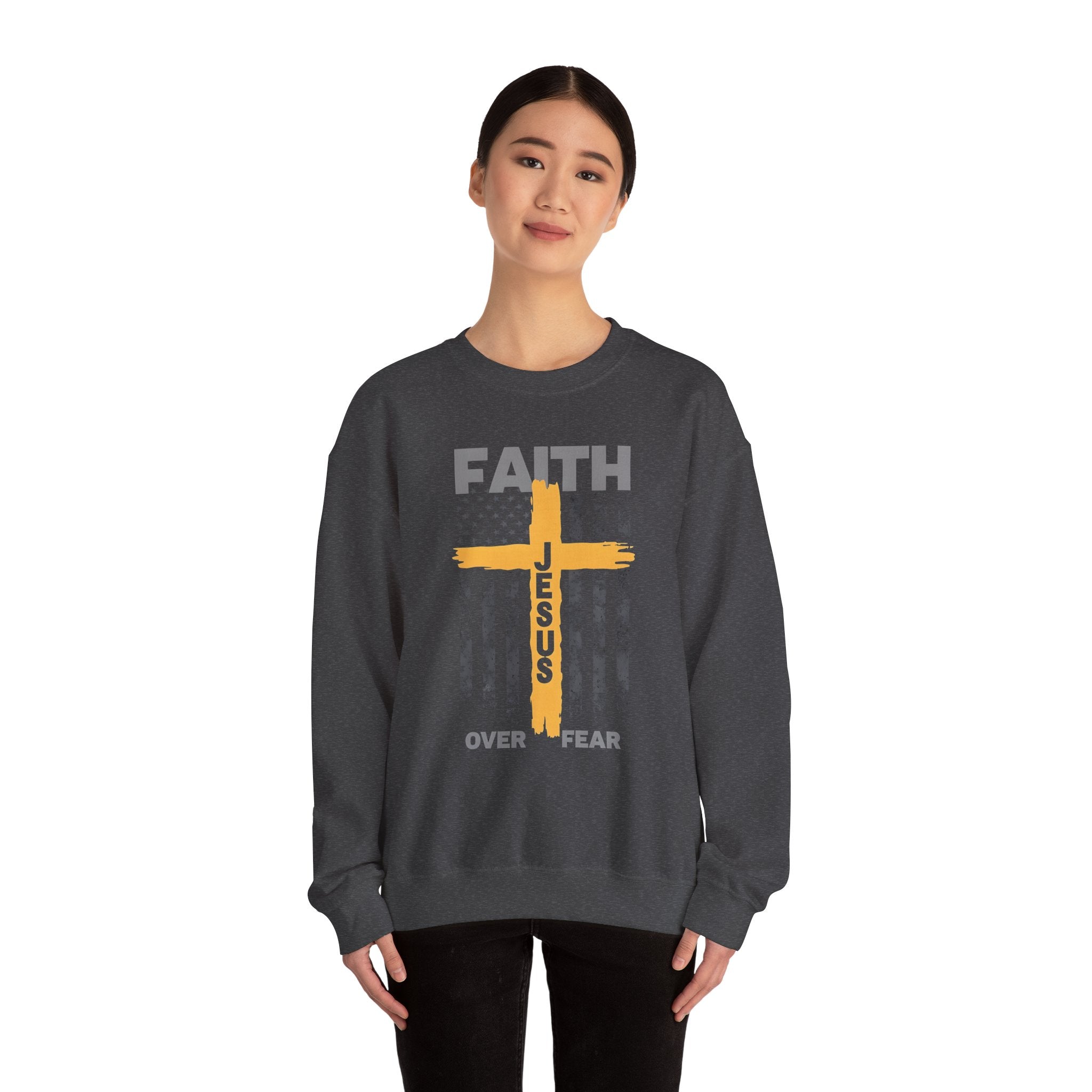 Faith Over Fear Crewneck Sweatshirt, Inspirational Christian Apparel, Unisex Sweatshirt, Religious Gift, Cozy Faith-Based Clothing