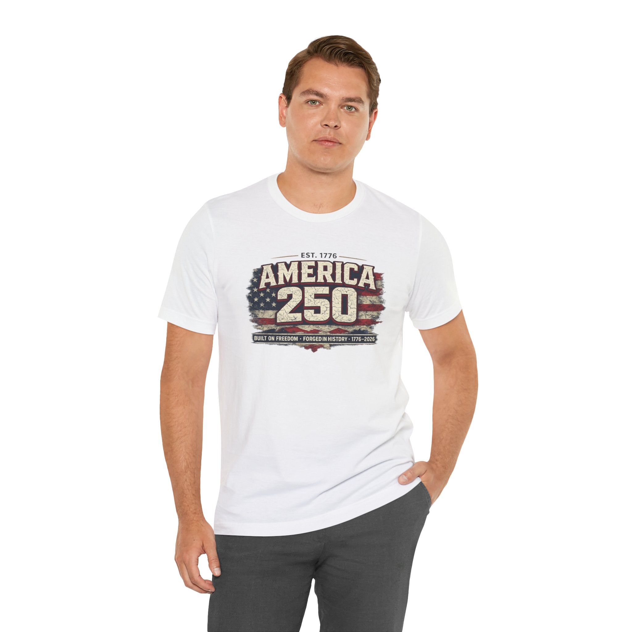 America 250 T-Shirt — Vintage Flag Patriotic 1776-2026 Anniversary Tee